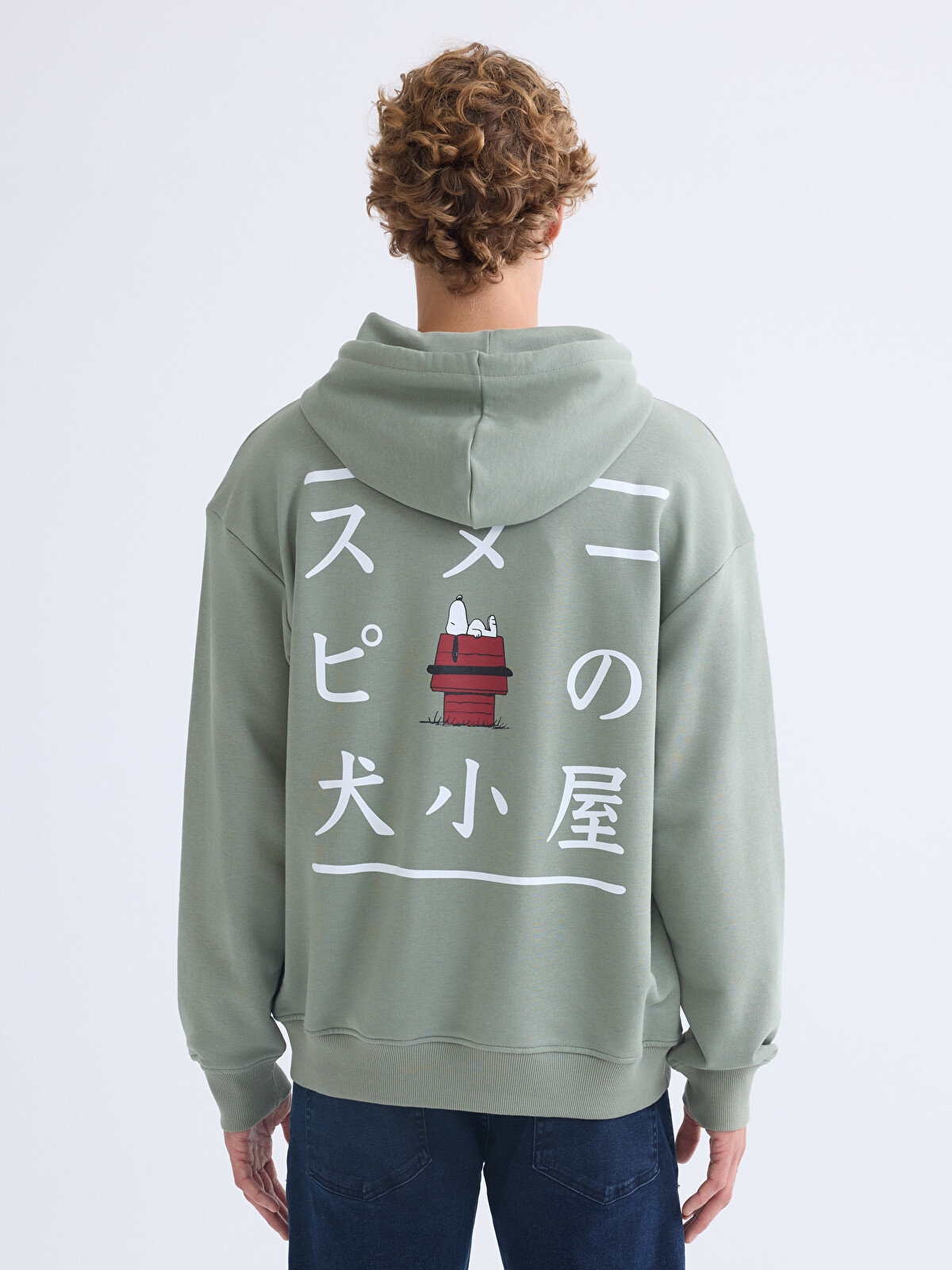 XSIDE Yeşil Uzun Kollu Snoopy Baskılı Erkek Hoodie - W5ID10Z8-VKA
