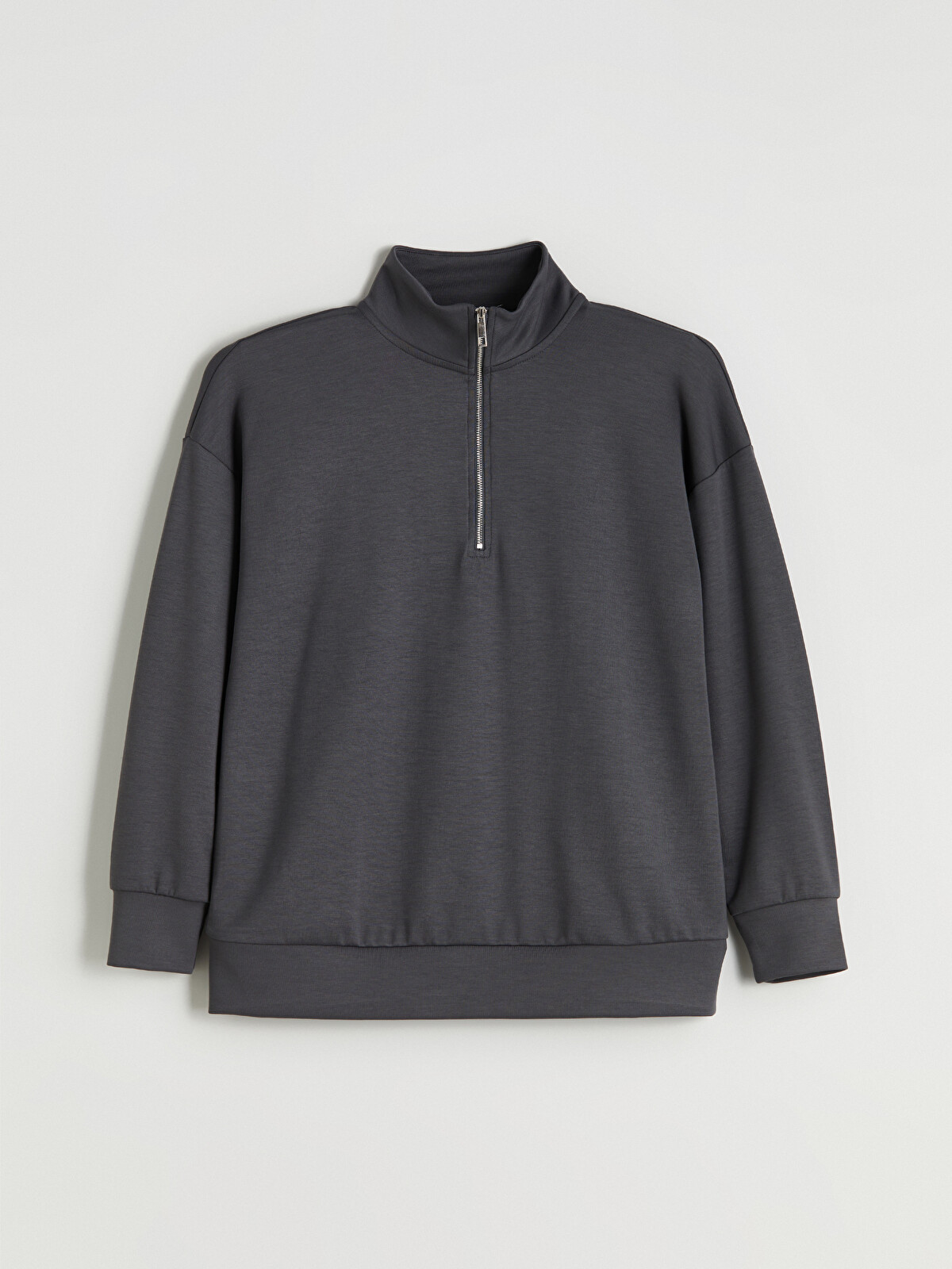LCW Comfort Antrasit İnterlok Düz Sweatshirt - W5ID83Z8-HEF | LCW