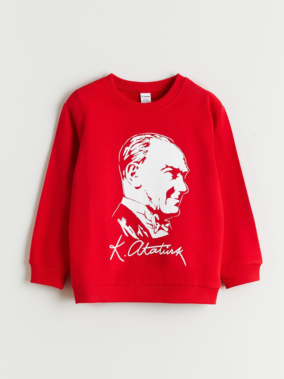LCW Kids Kırmızı Bisiklet Yaka Atatürk Baskılı Erkek Çocuk