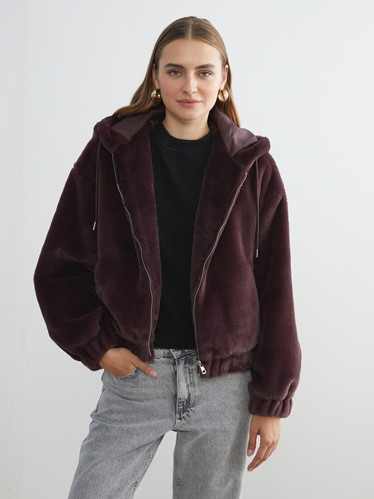 LCW Vision Hooded Women's Coat - W5IM45Z8-JAV - LC Waikiki