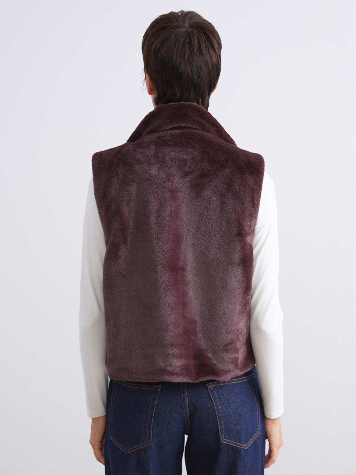 LCW Vision Stand Collar Women's Fur Vest - W5IO24Z8-JAV - LC Waikiki