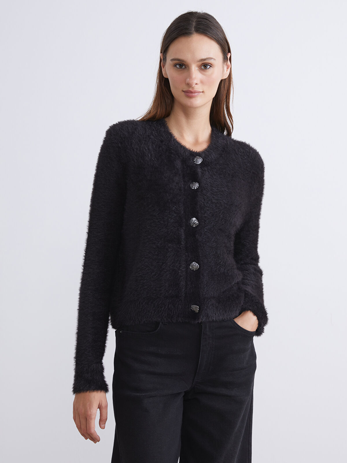 LCW Vision Crew Neck Women's Knitwear Cardigan - W5IO34Z8-CVL - LC