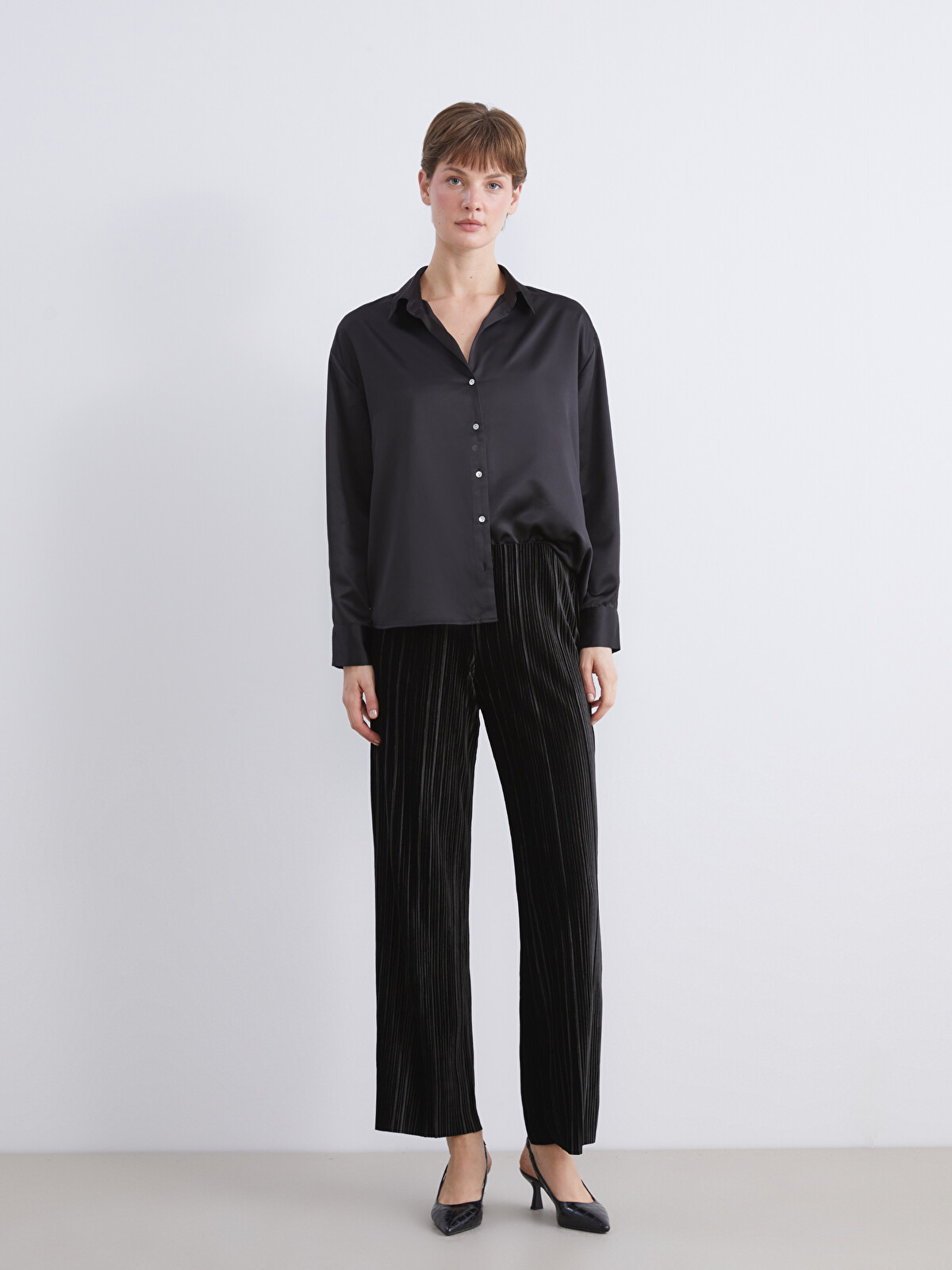 LCW Vision Elastic Waist Ribbed Velvet Women's Pants - W5IO60Z8