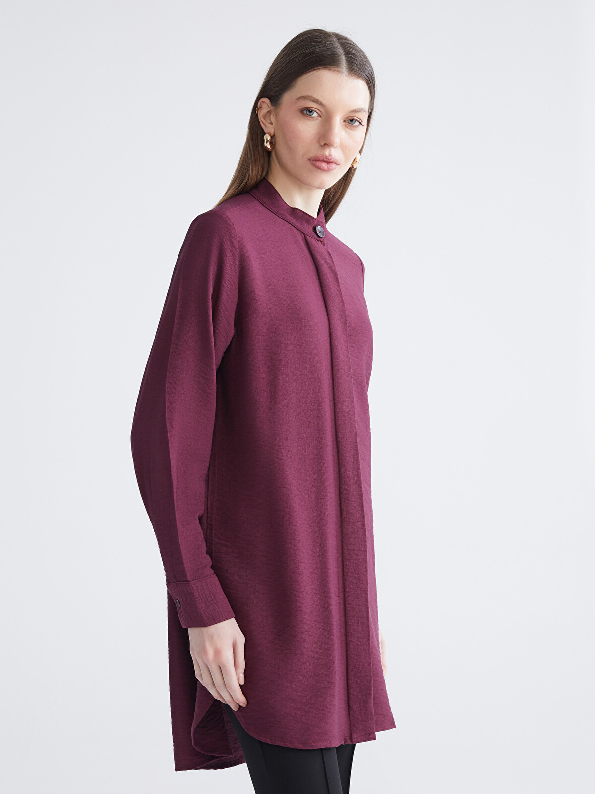LCWAIKIKI Classic Grandad Collar Women's Shirt Tunic - W5IQ68Z8