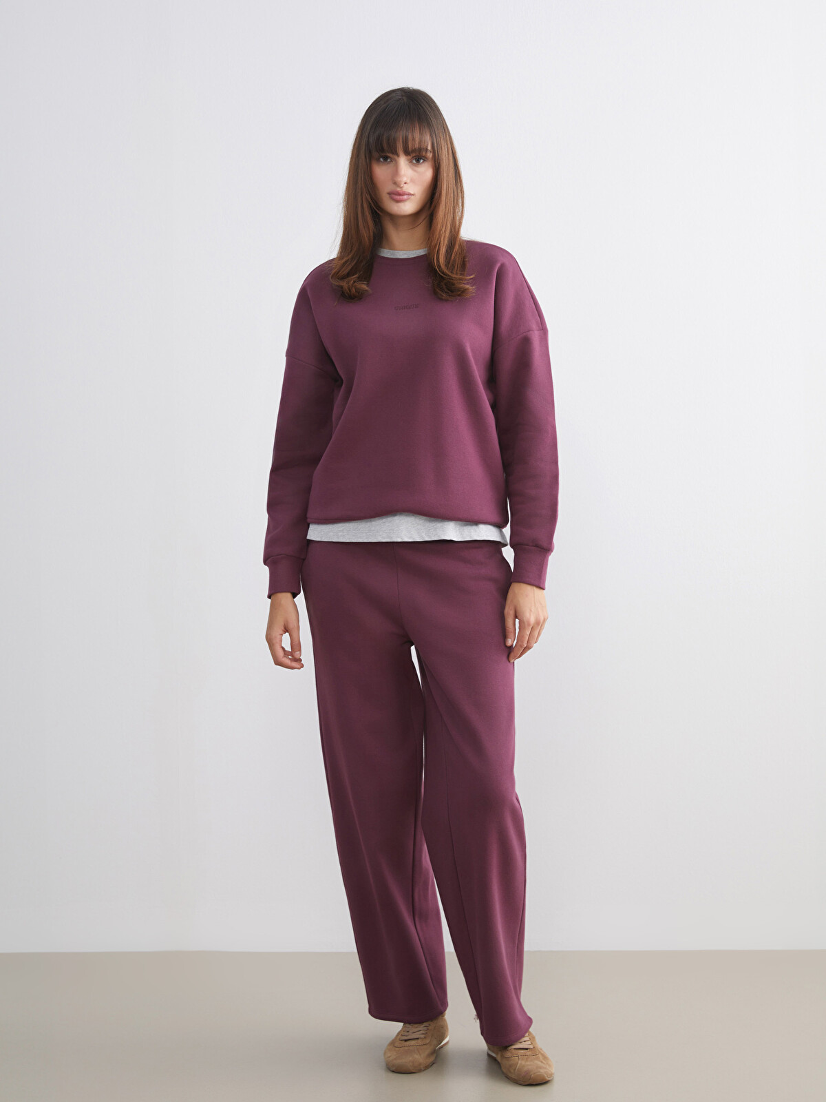 LCW Vision Embroidered Oversize Women's Thick Sweatshirt