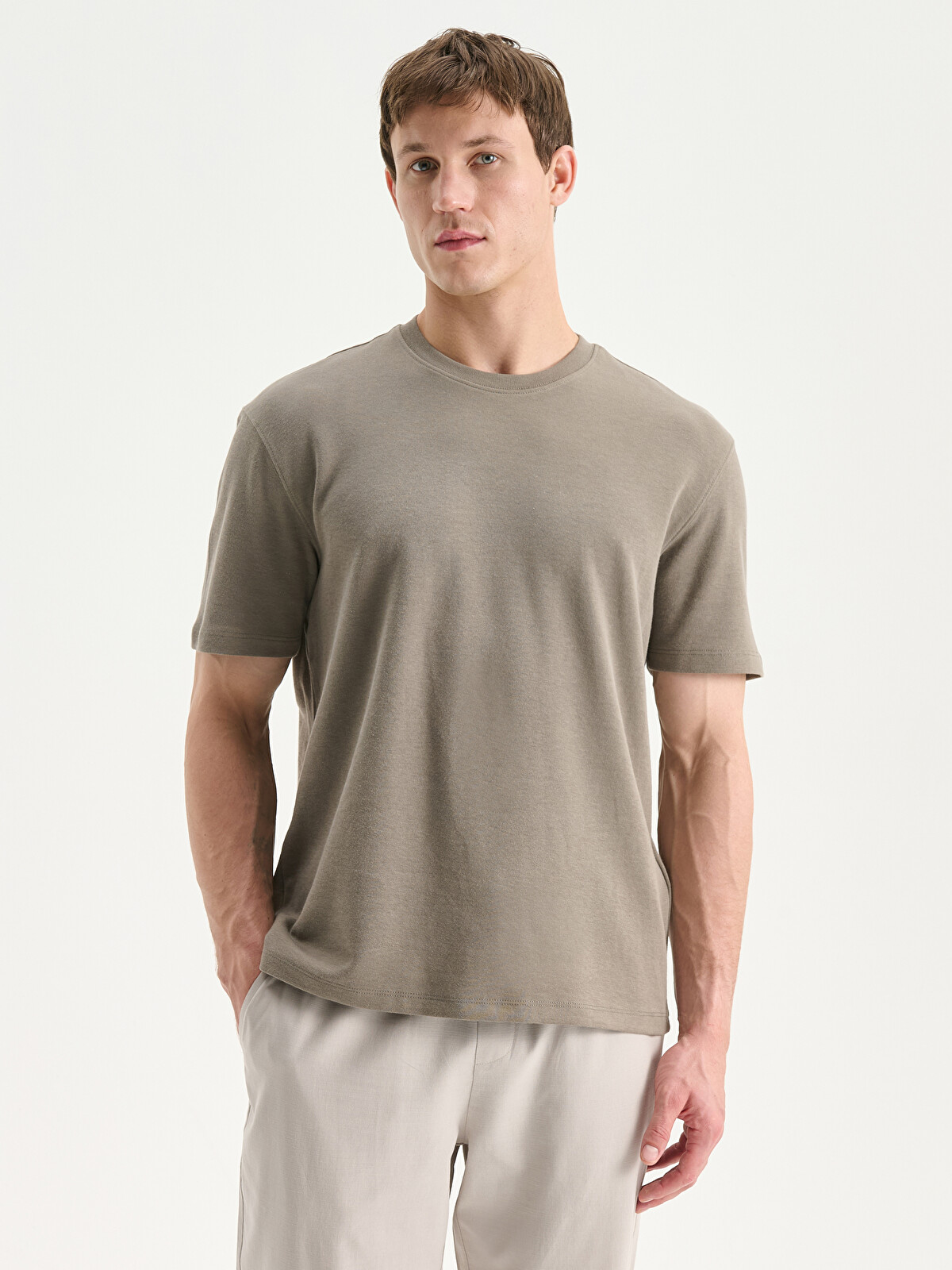LCW Vision Crew Neck Men's T-shirt - W5IS16Z8-GCS | LC Waikiki