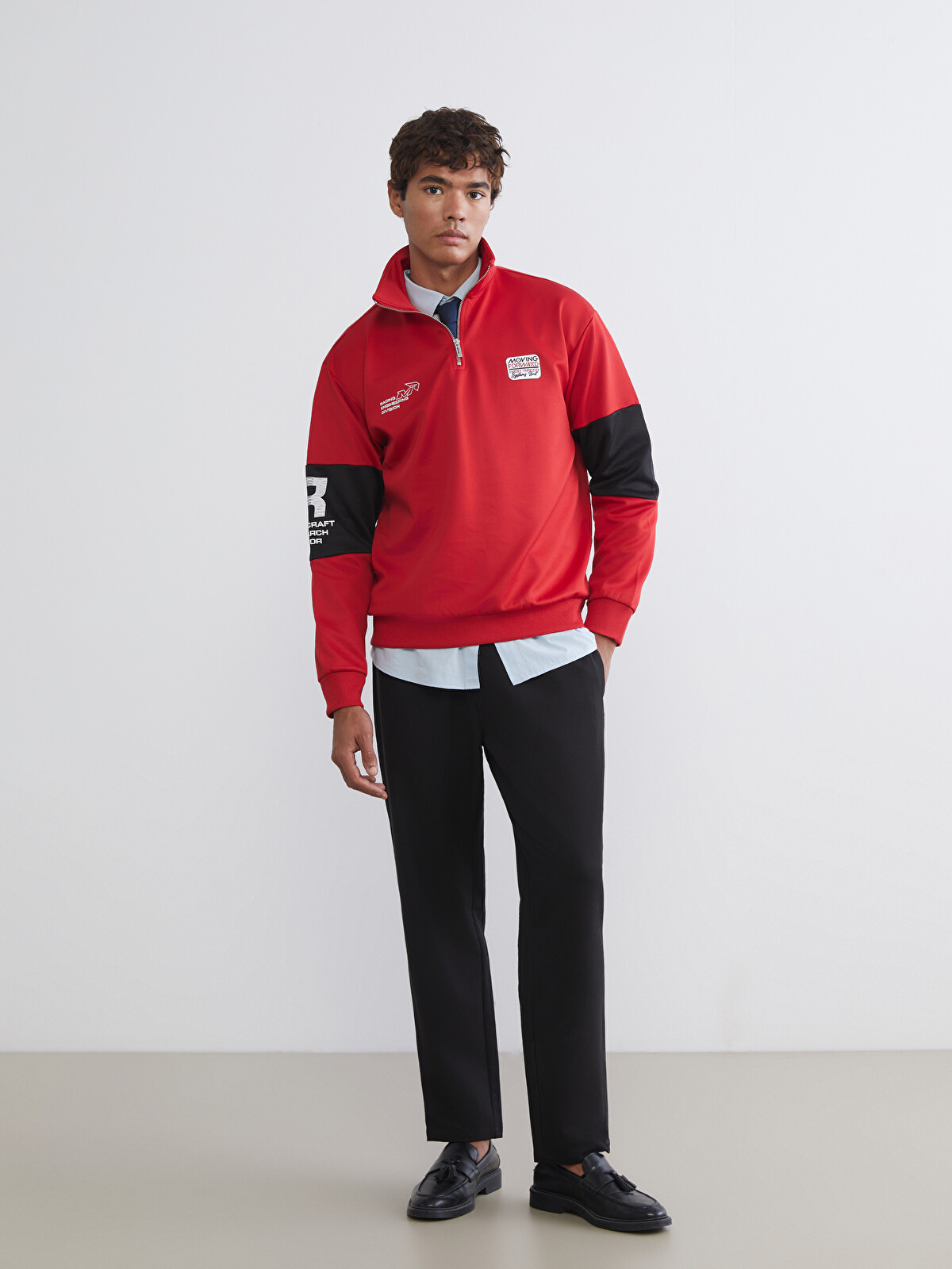 XSIDE Funnel Neck Printed Men's Sweatshirt - W5IU54Z8-GZL | LC Waikiki