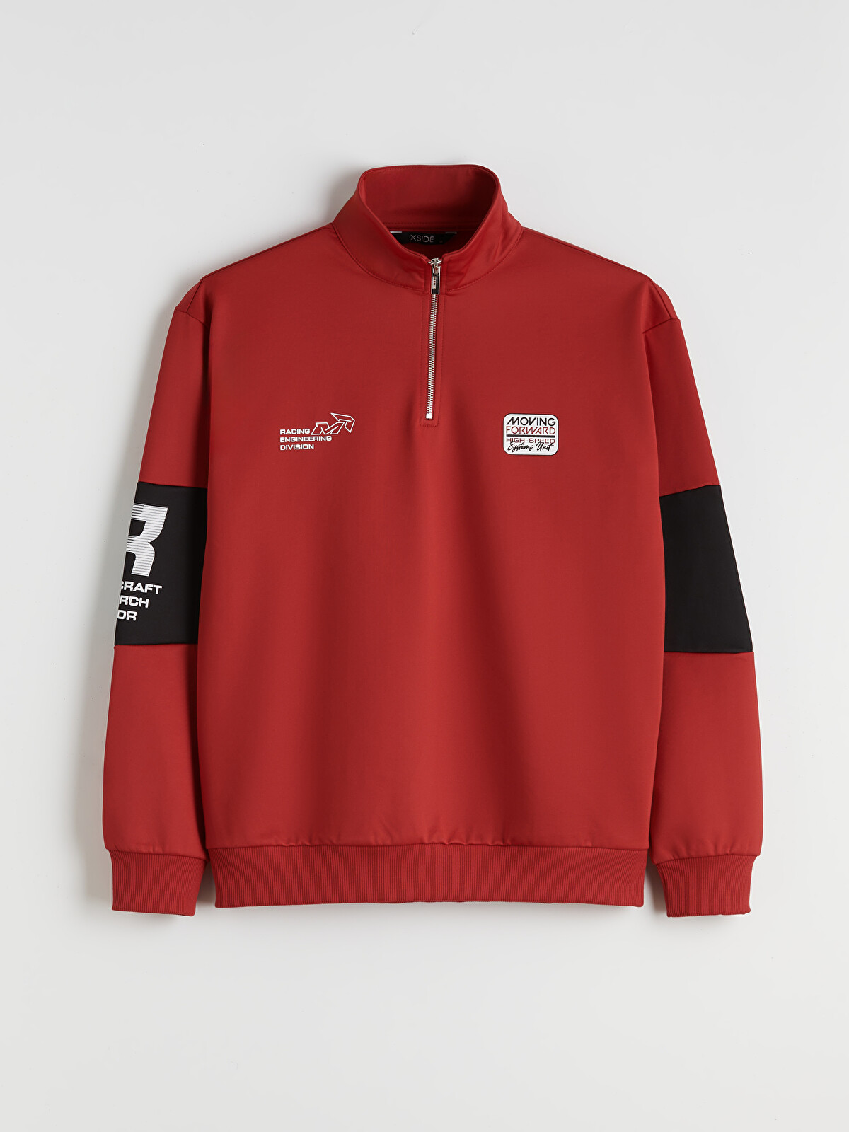XSIDE Kırmızı Dik Yaka Baskılı Erkek Sweatshirt - W5IU54Z8-GZL | LCW