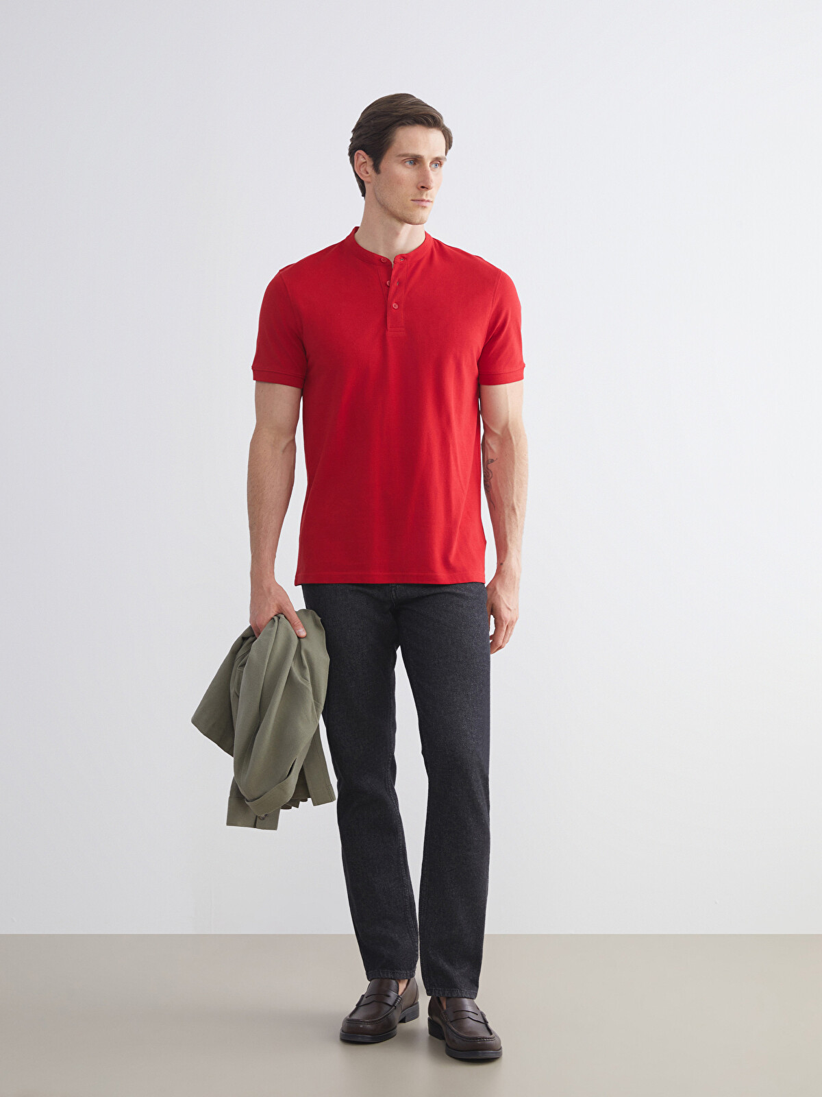 LCWAIKIKI Classic Men's Mandarin Collar Piqué T-Shirt - W5J348Z8
