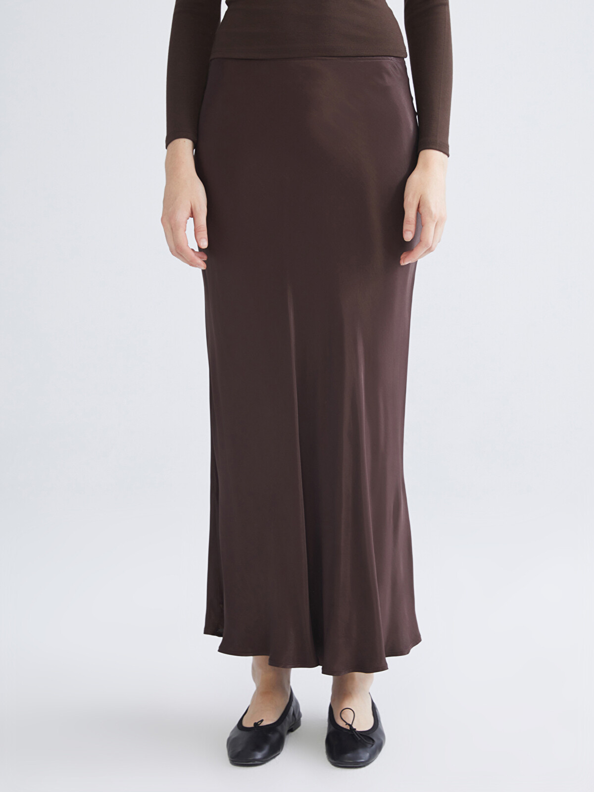 エリ XSIDE Elastic Waist Ruffled Satin Skirt - W5J413Z8-ZKW - LC Waikiki