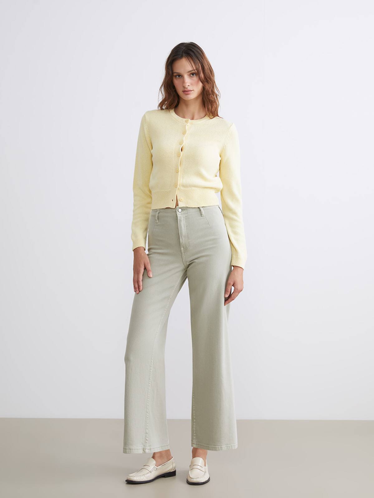 LCW ECO Yeşil Wideleg Kadın Jean Pantolon - W5J435Z8-GC8 | LCW