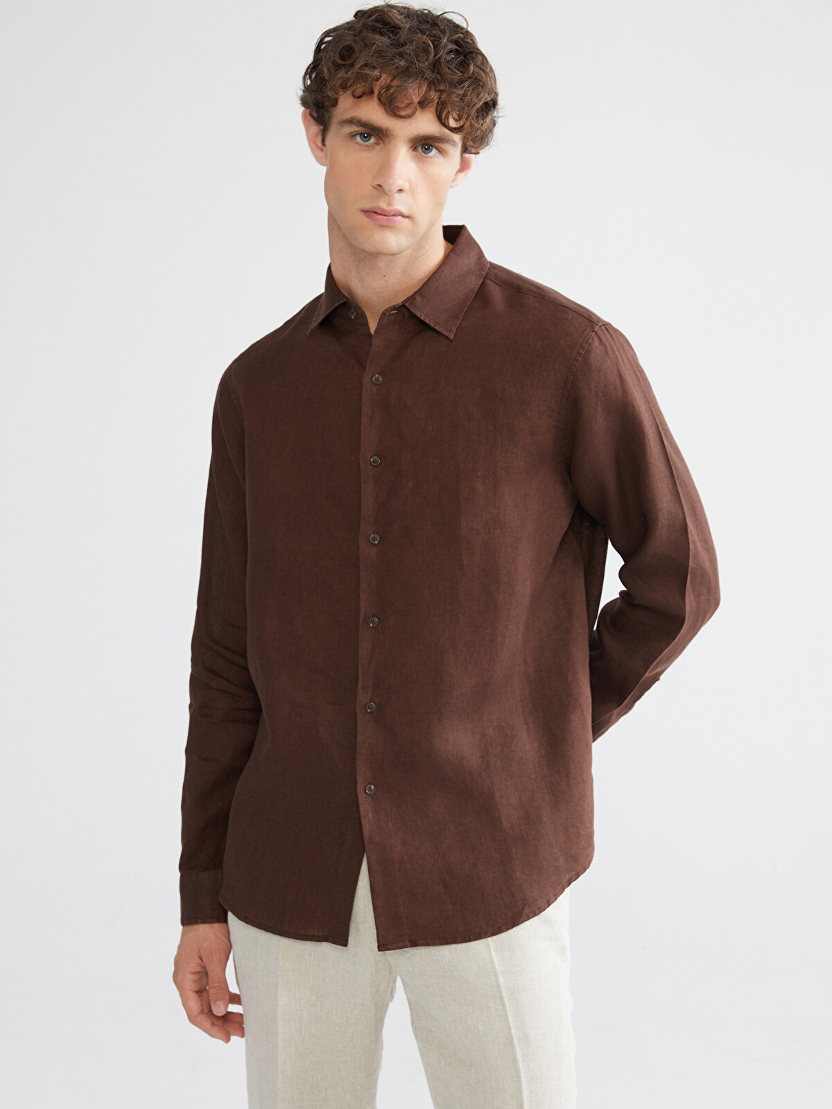 SOUTHBLUE Regular Fit 100% Linen Men's Shirt - W5J486Z8-D7V | LC