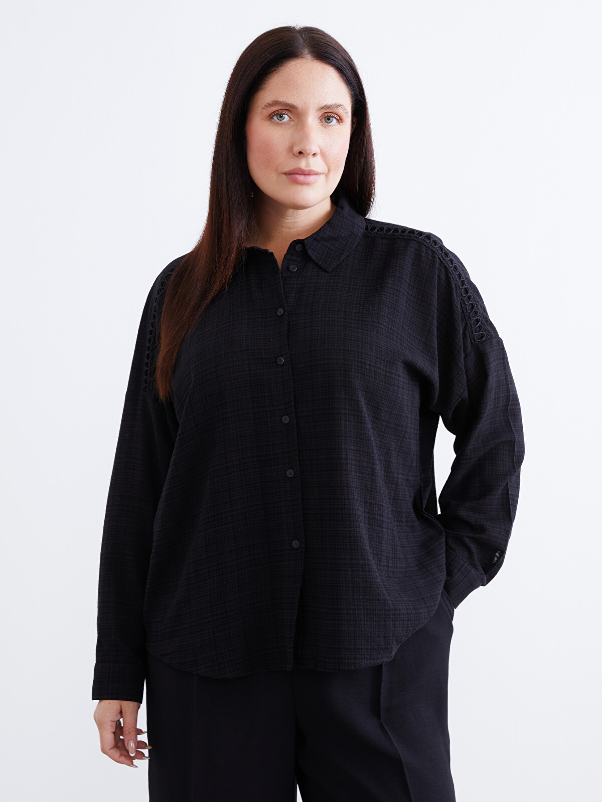 LCWAIKIKI Classic Textured Oversize Women's Shirt - W5J681Z8-CVL