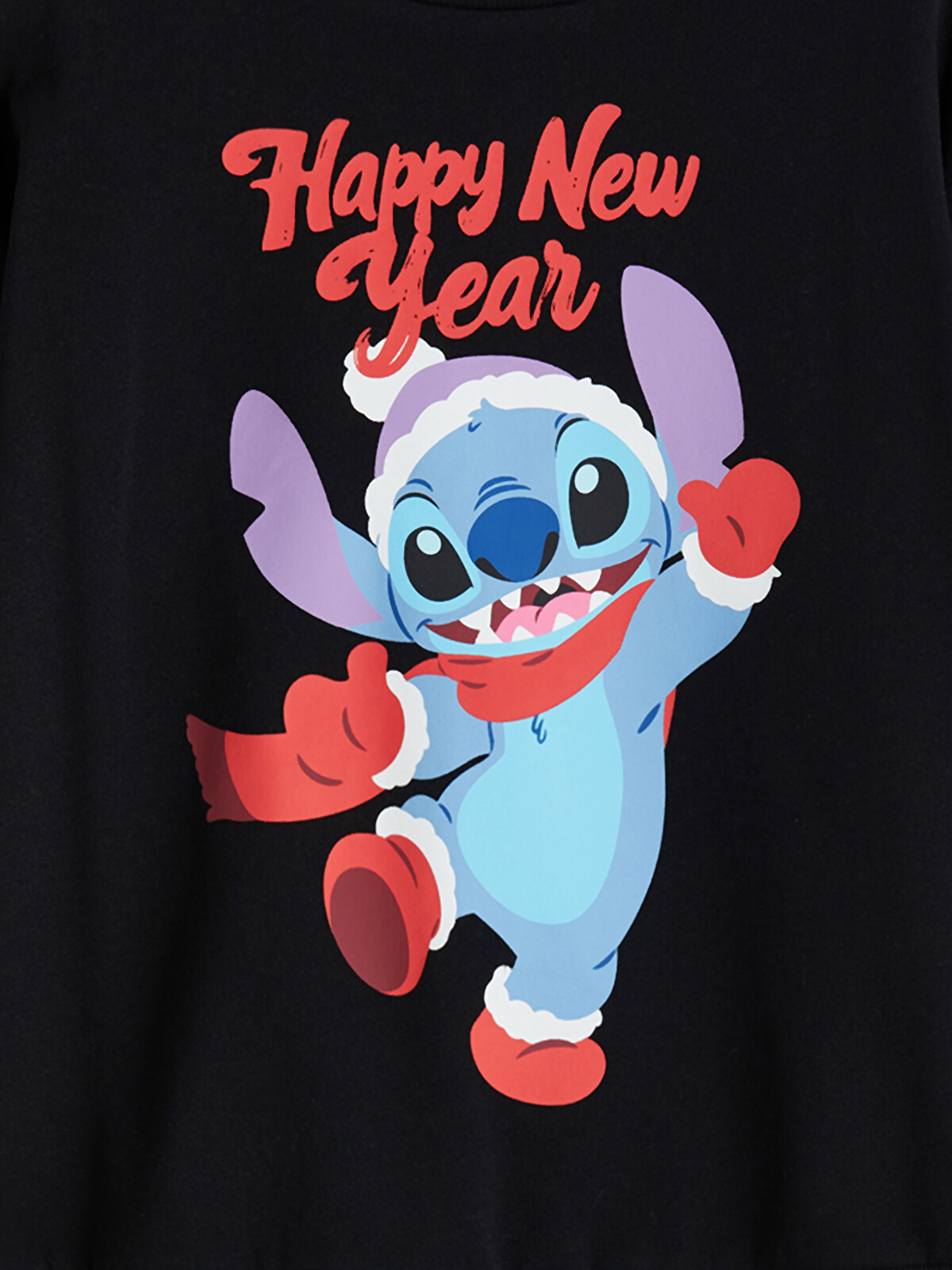 LCW Kids Stitch Baskılı Yılbaşı Temalı Kız Çocuk Kalın Sweatshirt