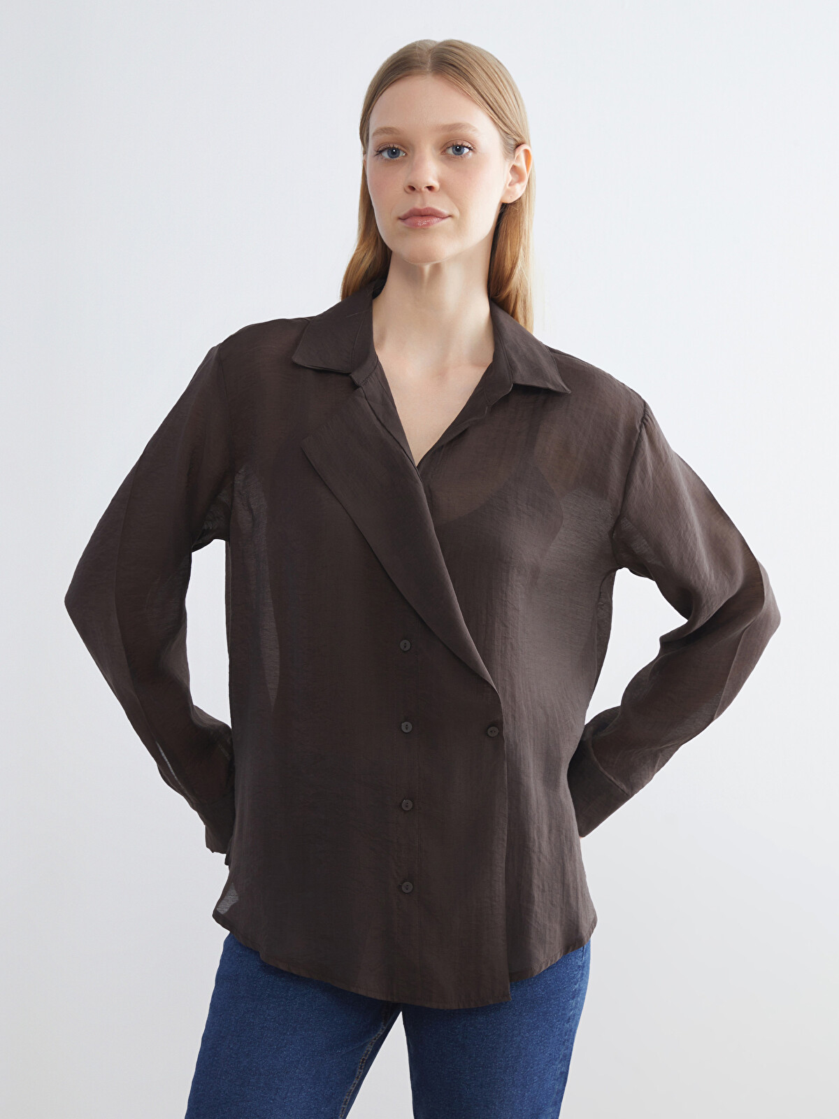 トップス made in Italy double breasted shirt LCWAIKIKI Classic Double Breasted Women's Shirt Tunic - W5JA56Z8