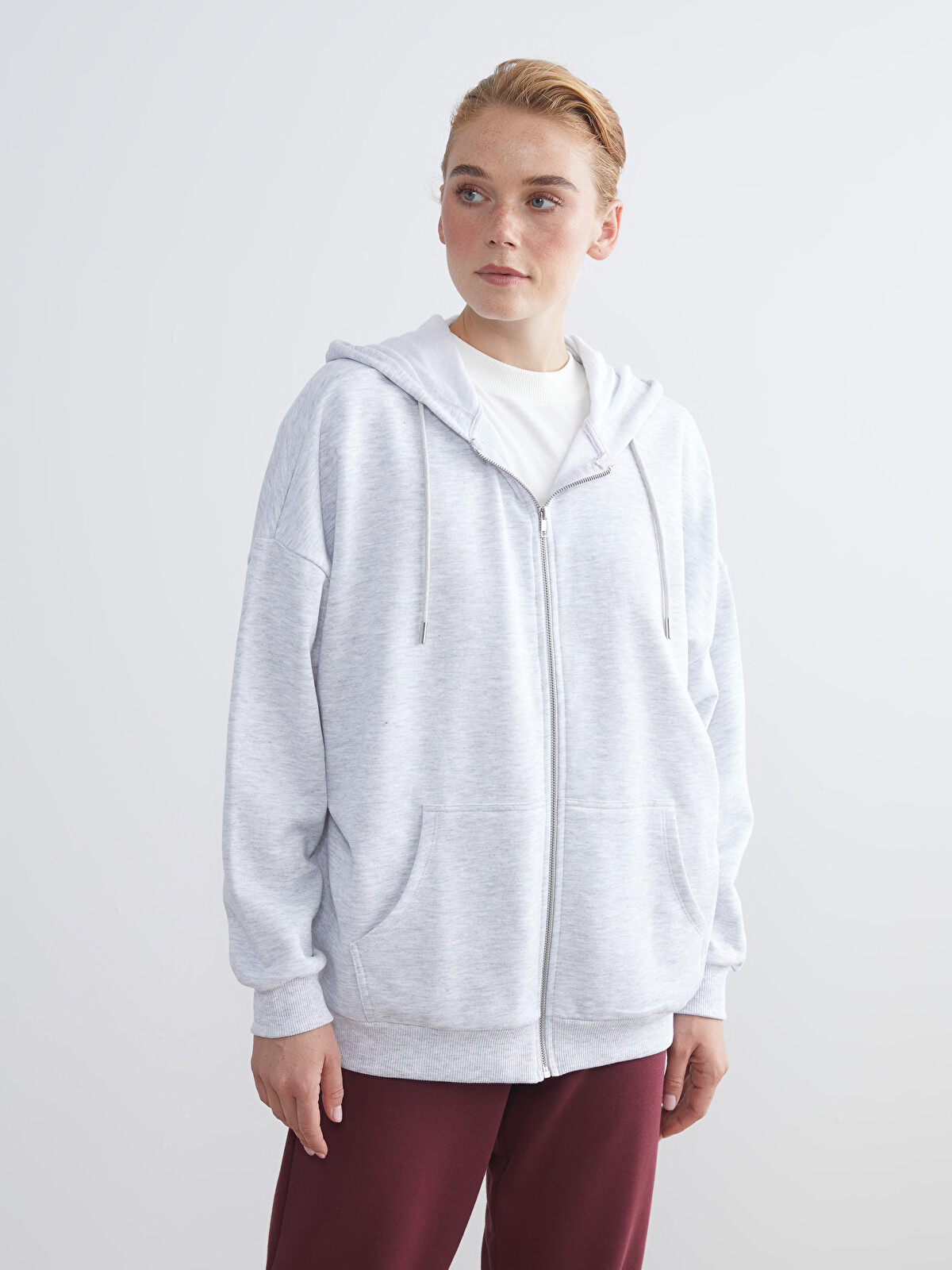 LCW Modest Oversize Kadın Kalın Fermuarlı Sweatshirt - W5JA69Z8