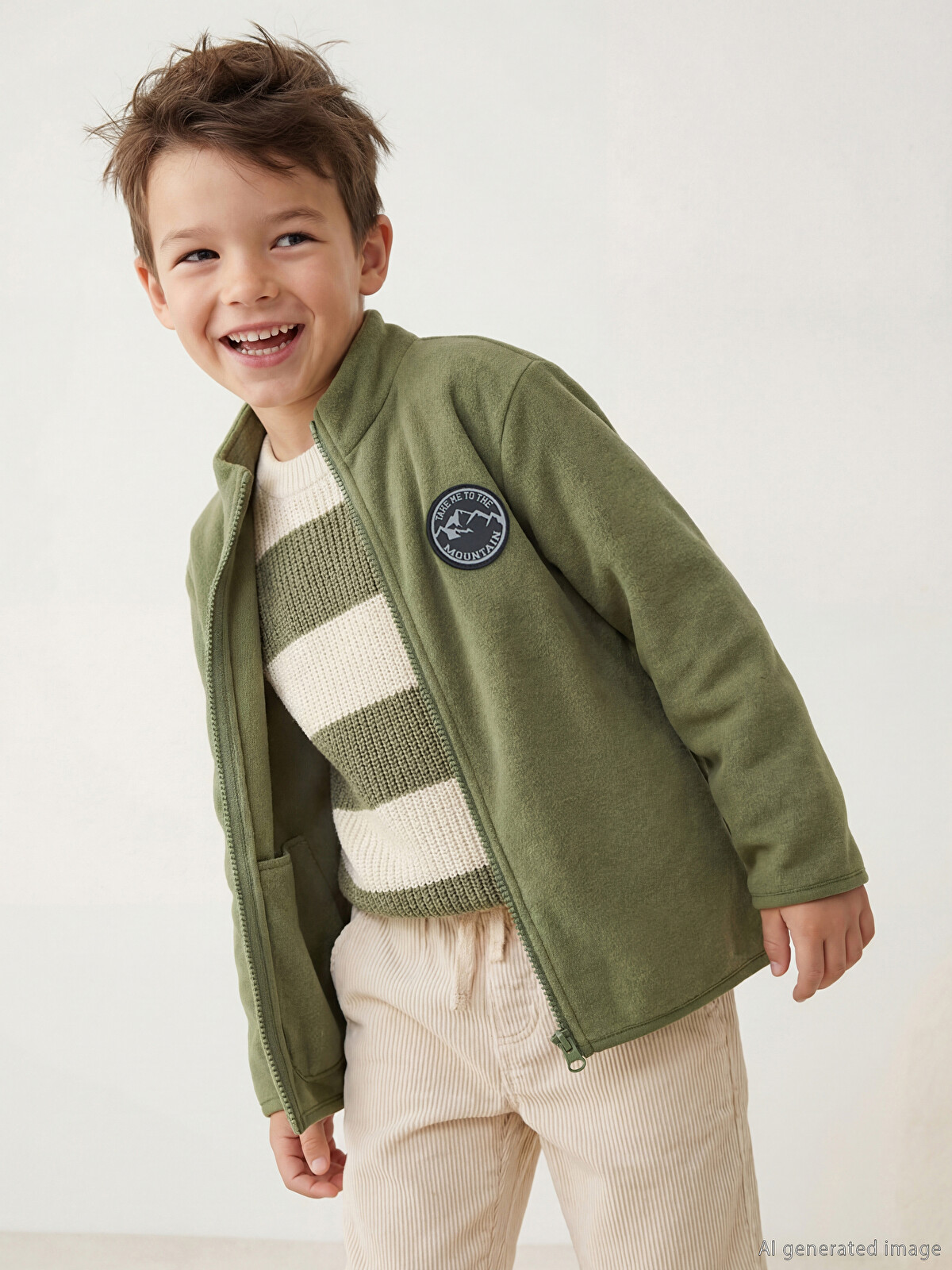 LCW Kids College Collar Basic Long Sleeve Boys' Zippered