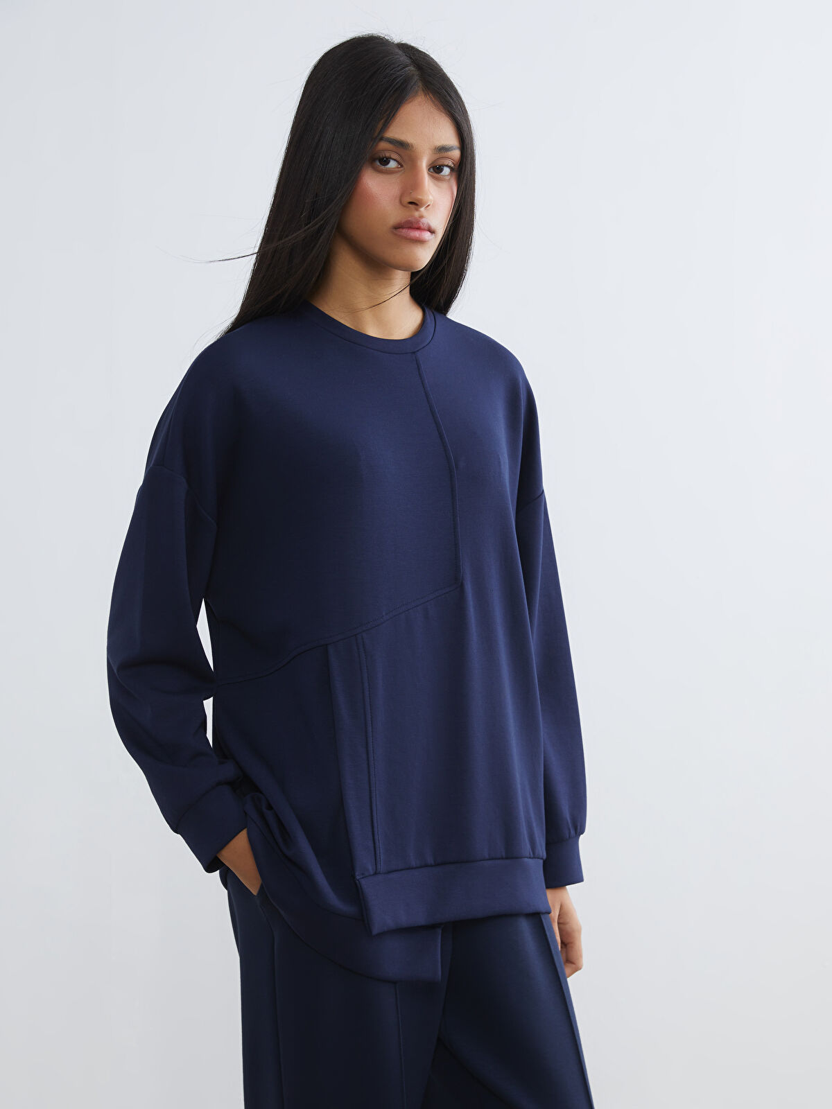 KOOR SPORT Lacivert Bisiklet Yaka Soft Touch Kadın Spor Sweatshirt