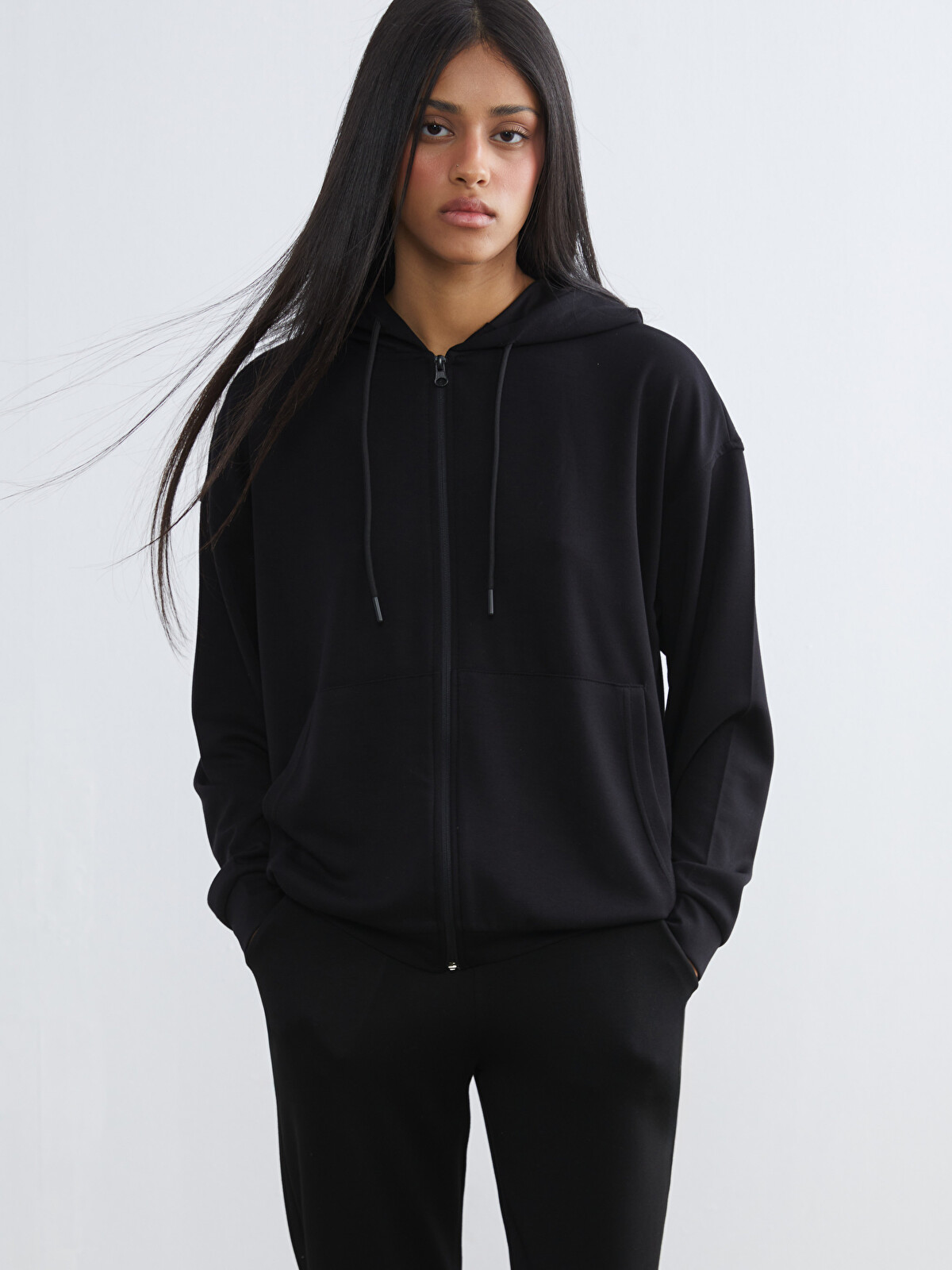 KOOR SPORT Kapüşonlu Soft Touch Kadın Fermuarlı Sweatshirt