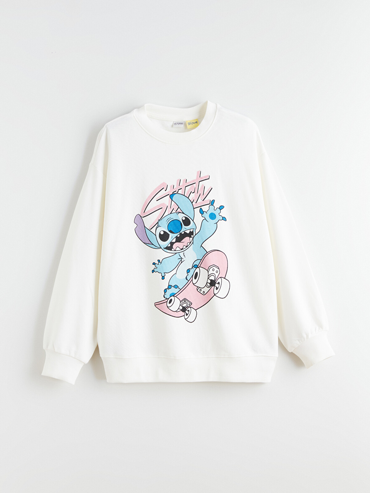 stitch様 LCW Kids Hanorac imprimat Stitch cu guler rotund pentru fete