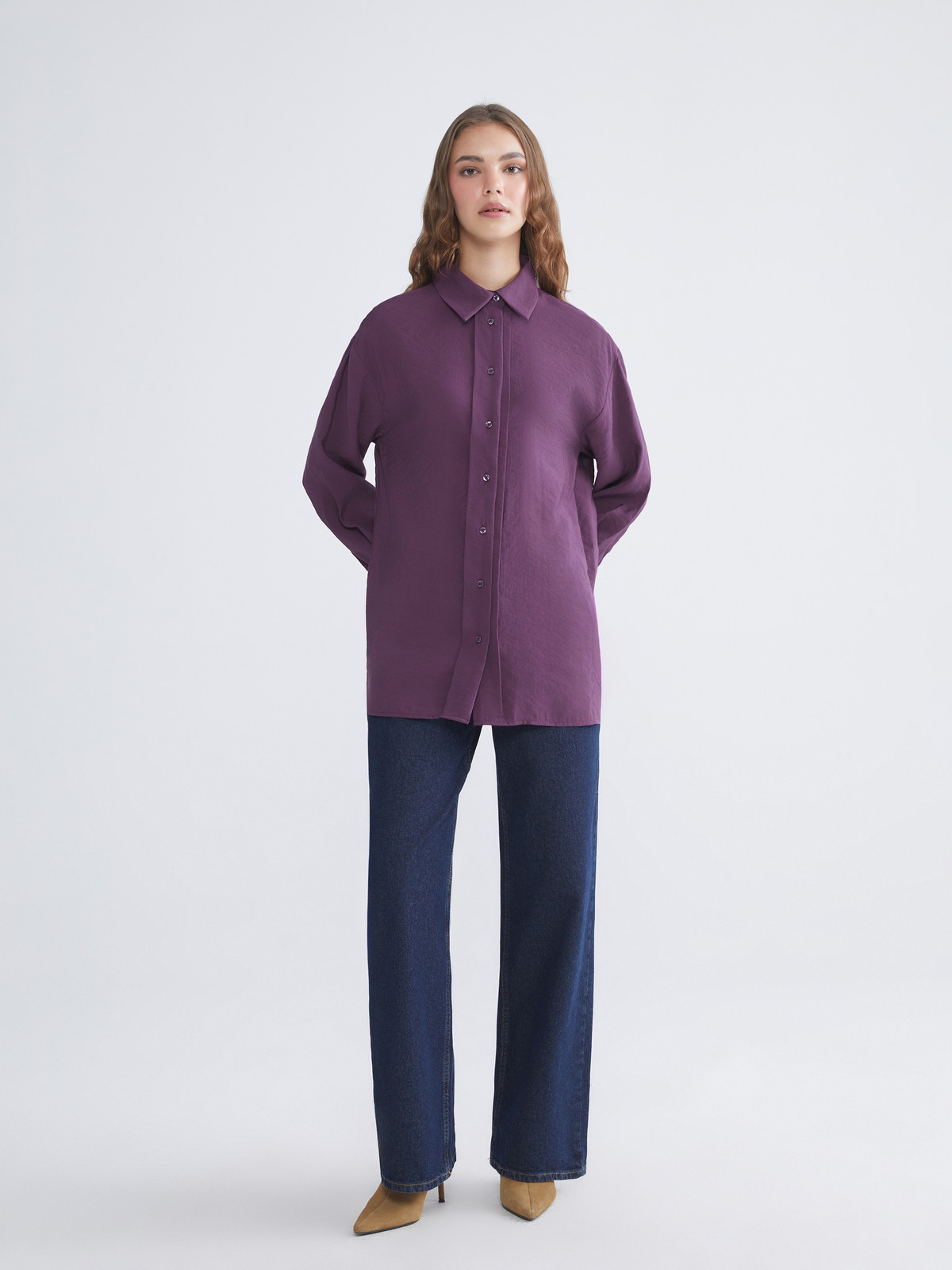 LCW Modest Modal Blend Women's Shirt Tunic - W5JN12Z8-HEM | LC Waikiki