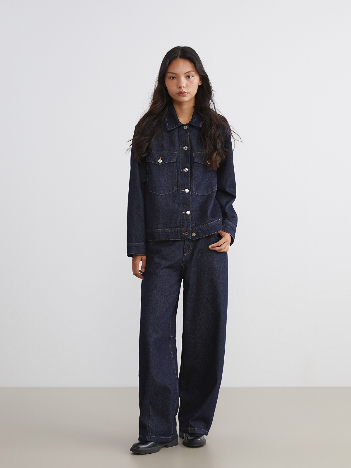 XSIDE Lacivert Baggy Fit Kadın Jean Pantolon - W5JR35Z8-J2X | LCW