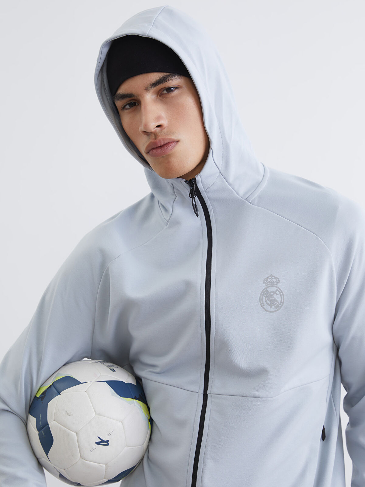 XSIDE ACTIVE Gri Erkek Real Madrid Baskılı Fermuarlı Sweatshirt