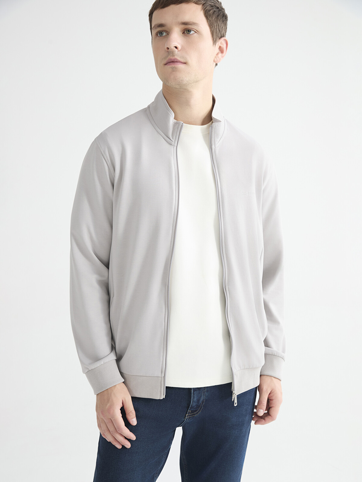 LC WAIKIKI Rahat Kalıp Dik Yaka Erkek Fermuarlı Sweatshirt