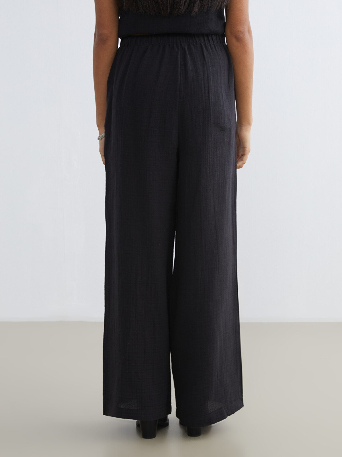 XSIDE Elastic Waist Textured Muslin Women's Trousers - W5K915Z8