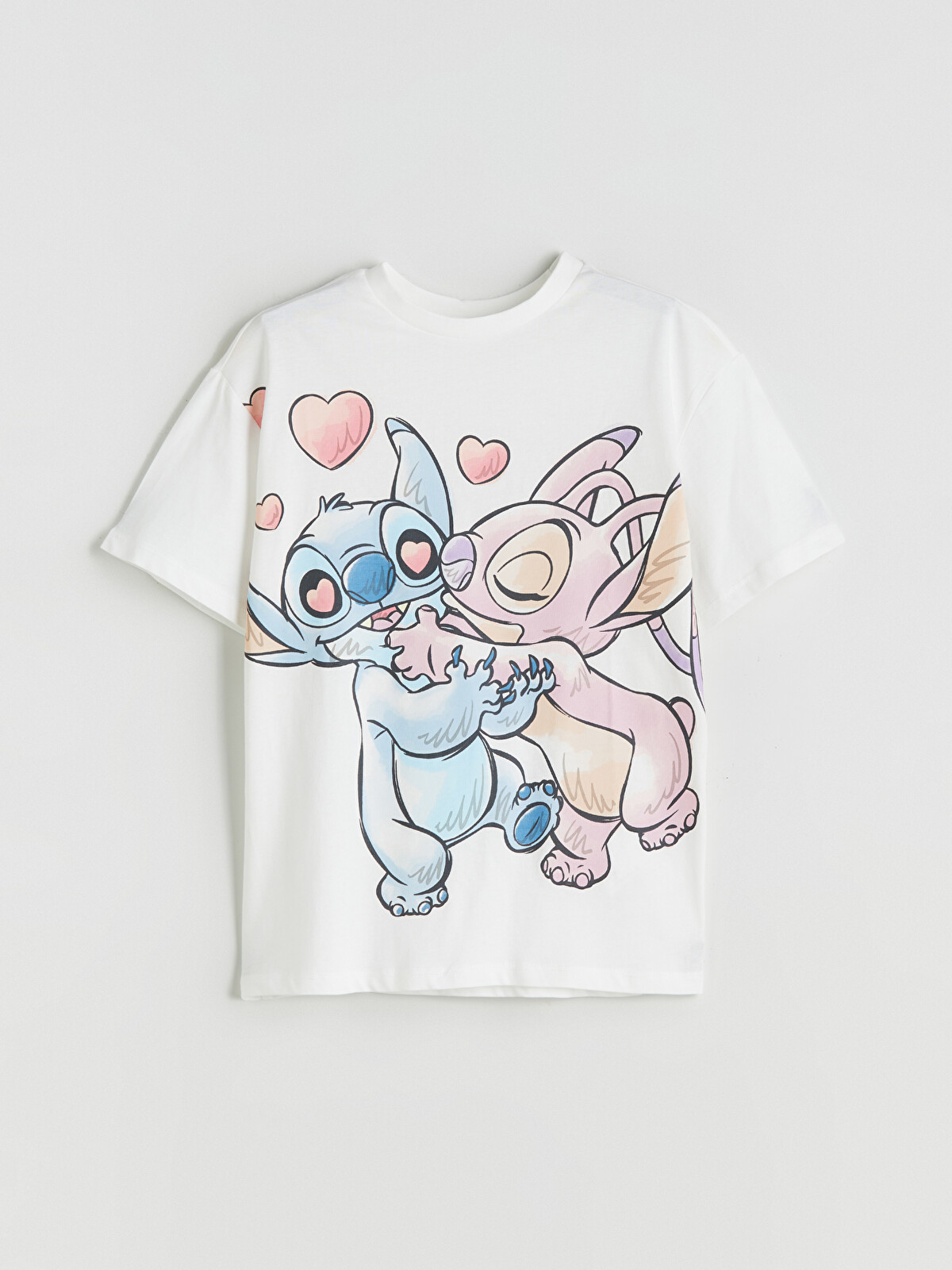 LCW Kids Crew Neck Stitch and Angel Printed Girls' T-Shirt