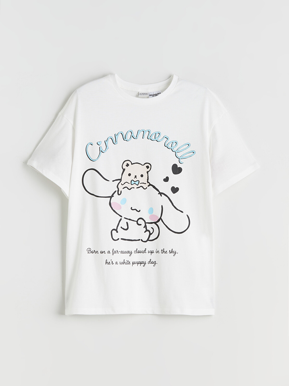 LCW Kids Beyaz Bisiklet Yaka Cinnamoroll Baskılı Kız Çocuk Tişört