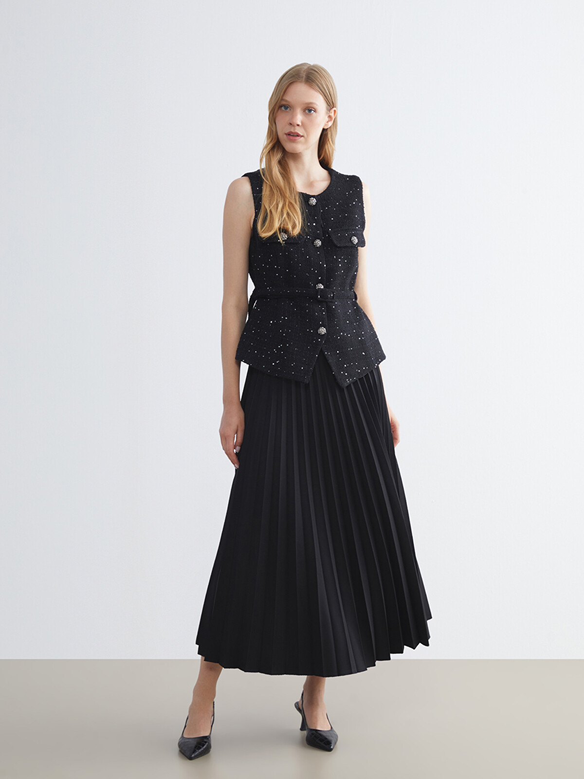 LCWAIKIKI Classic Elastic Waist Chiffon Pleated Skirt - W5KI90Z8