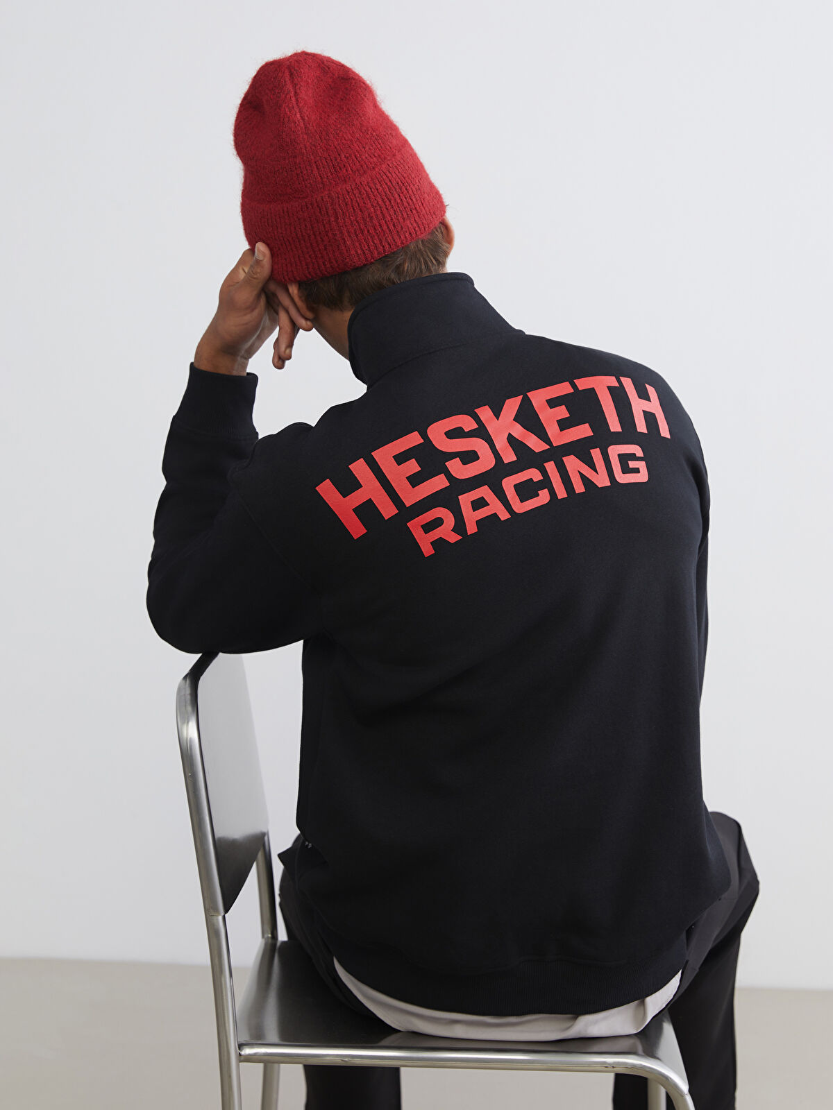 XSIDE Siyah Dik Yaka Baskılı Erkek Sweatshirt - W5KM89Z8-CVL | LCW