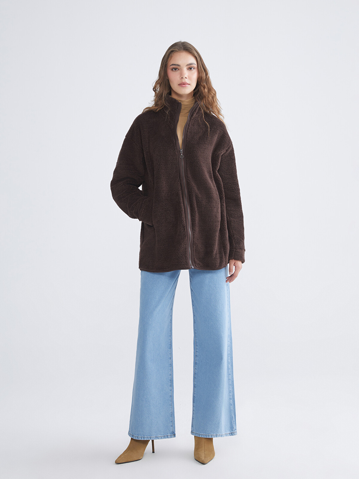 LCW Modest Funnel Neck Women's Polar Cardigan - W5KR19Z8-HMK | LC