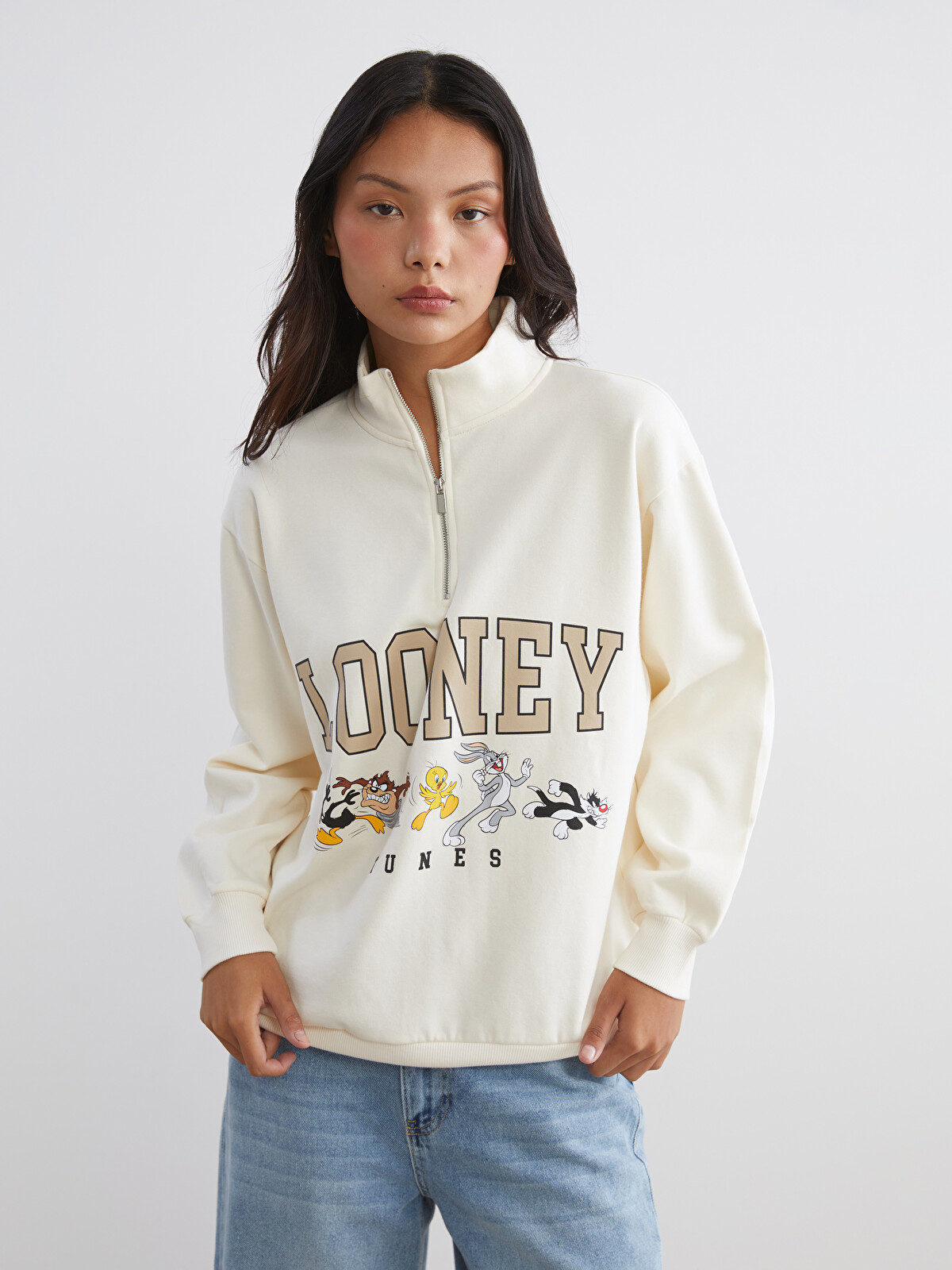 XSIDE Bugs Bunny Baskılı Oversize Kadın Kalın Sweatshirt