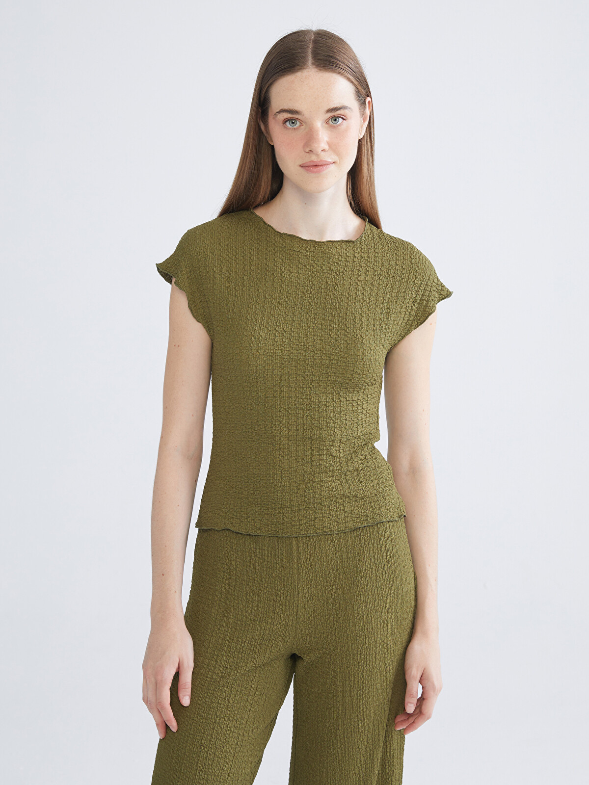 XSIDE Crew Neck Textured Women's Body - W5KT70Z8-DL6 | LC Waikiki