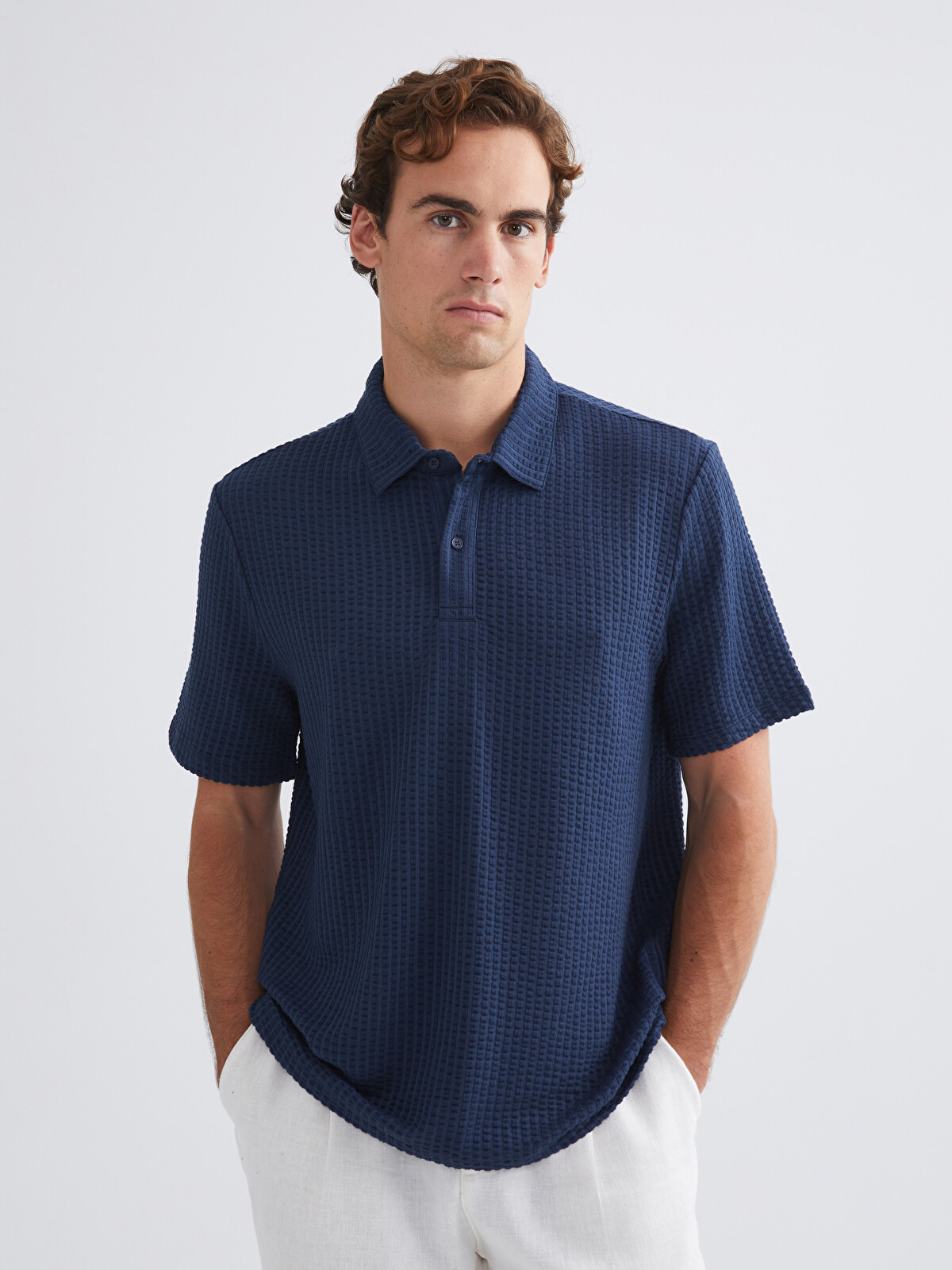 LCW Vision Lacivert Polo Yaka Erkek Tişört - W5KU89Z8-RFH | LCW