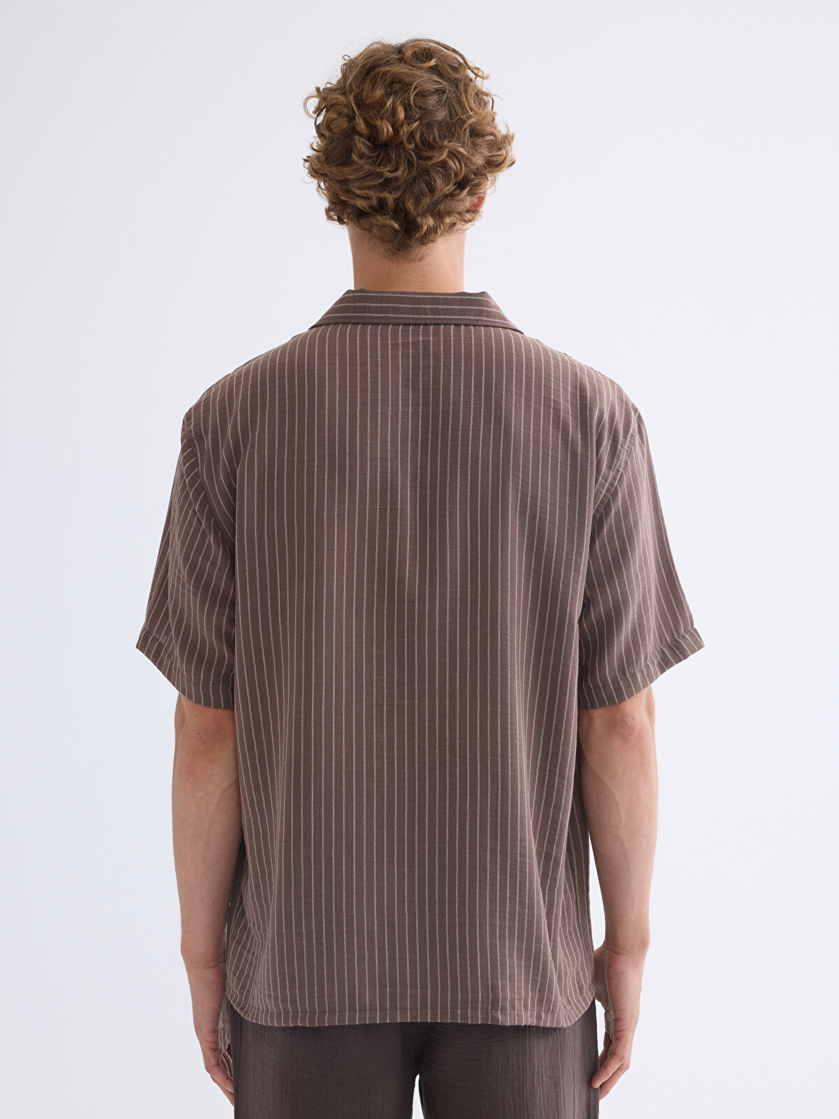 XSIDE Regular Fit Resort Neck Short Sleeve Striped Men's Shirt