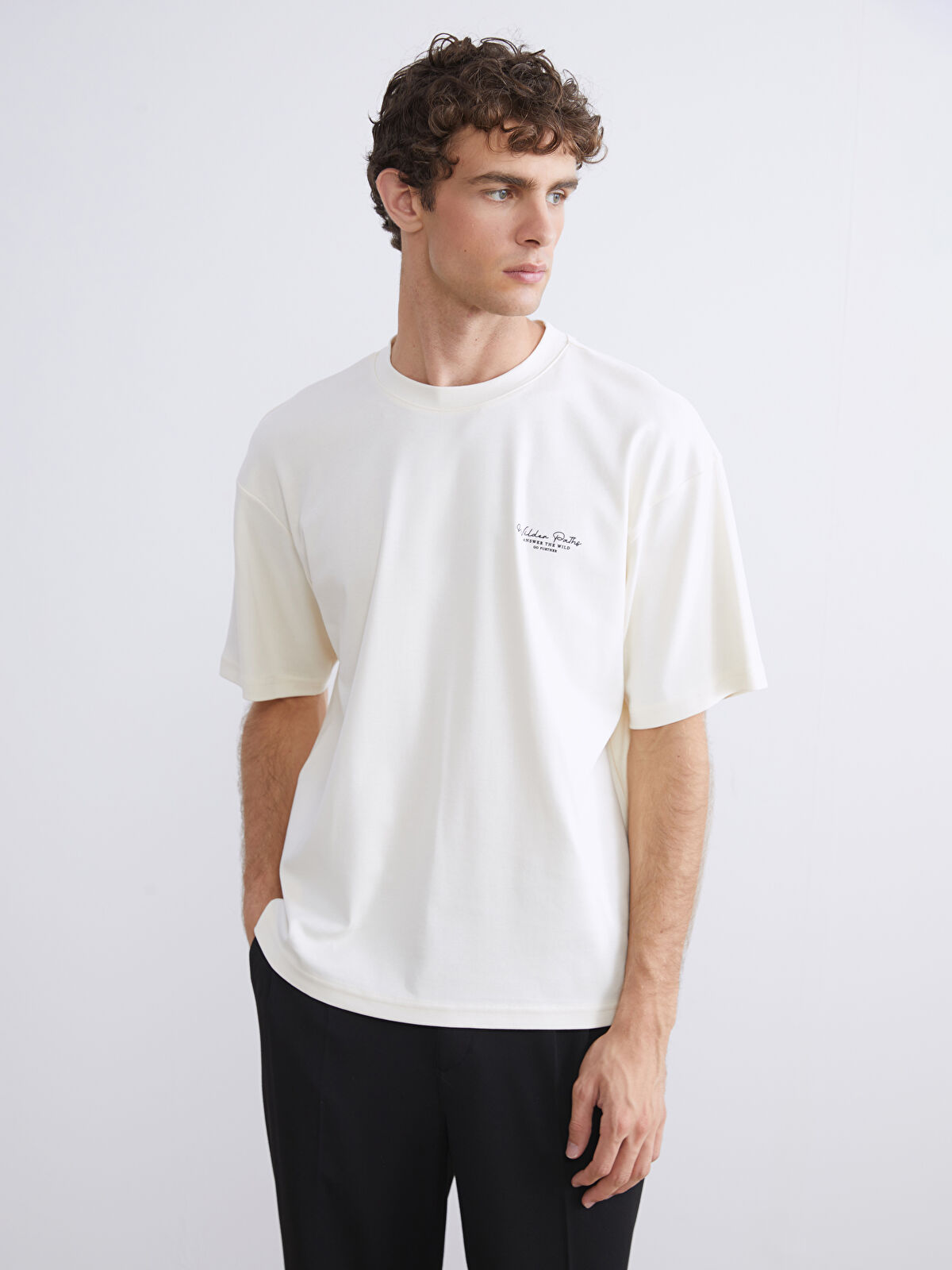 LCW Vision Crew Neck Printed Jersey Men's T-Shirt -W5KY48Z8-FES