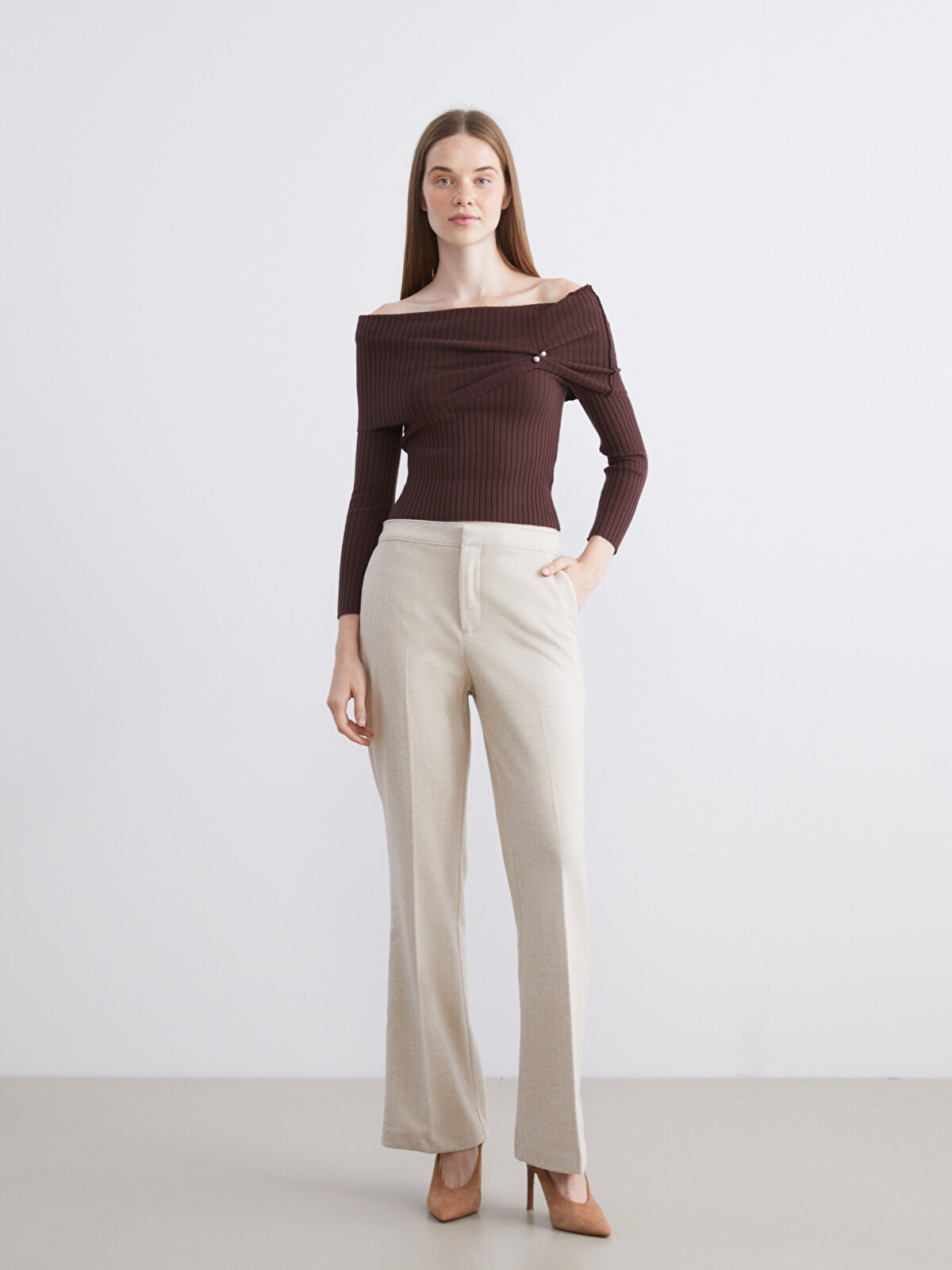 LCW Vision Slash Neck Women's Knitwear Sweater - W5L624Z8-HDD | LC