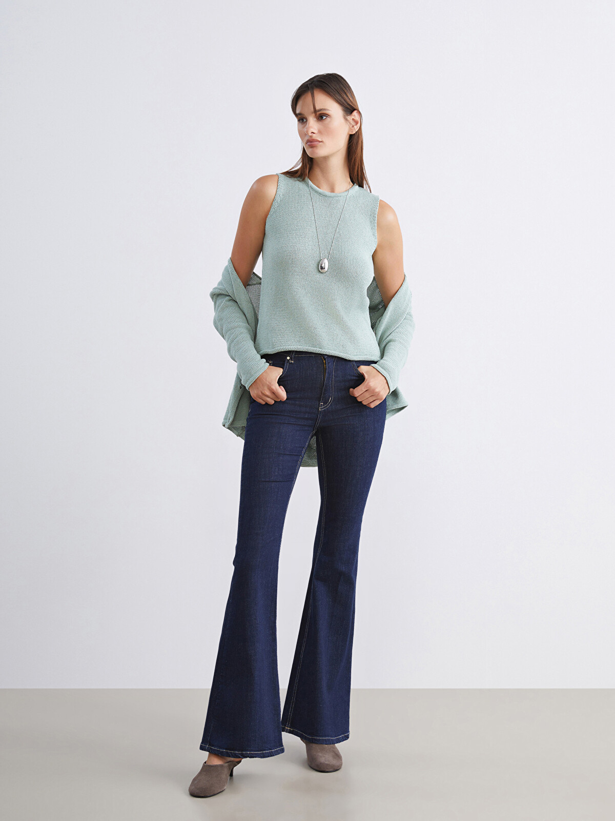 Soulife Lacivert Flare Kadın Jean Pantolon - W5LC04Z8-CRP | LCW