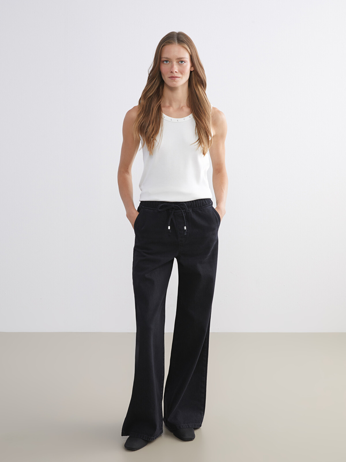 LCW Comfort Beli Lastikli Wideleg Kadın Jean Pantolon - W5LC48Z8