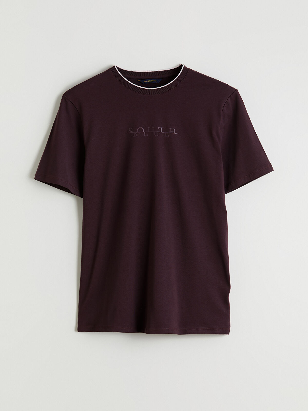 SOUTHBLUE Mürdüm Bisiklet Yaka Baskılı Penye Erkek Tişört