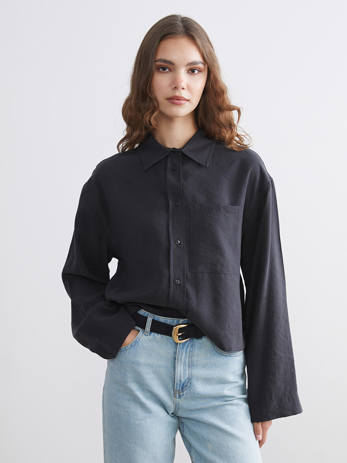 98Tシャツ LCW Modest Oversize Modal Blend Women's Shirt - W5LF23Z8-12M | LC