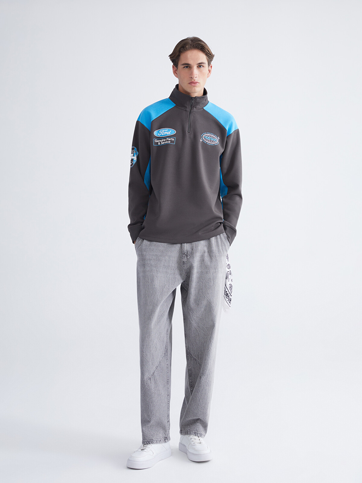 XSIDE Funnel Neck Ford Printed Men's Sweatshirt - W5LG60Z8-HDE