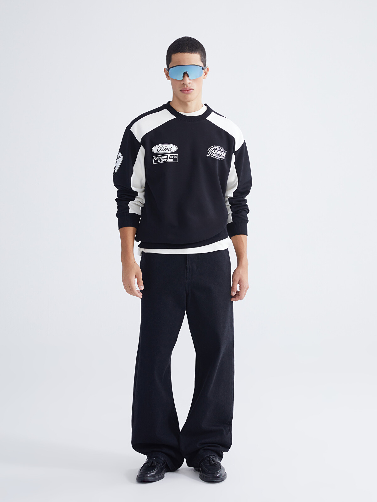 XSIDE Crew Neck Printed Men's Sweatshirt - W5LG61Z8-CVL - LC Waikiki