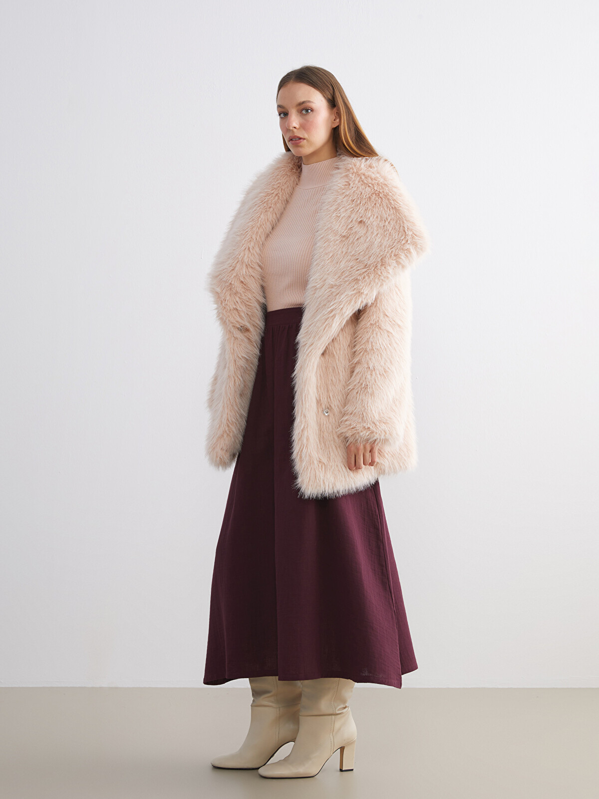 LCW Modest Mürdüm Beli Lastikli Kloş Etek - W5LJ92Z8-HQT | LCW