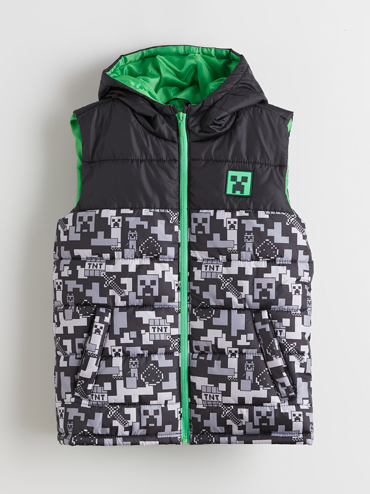 LCW Kids Hooded Minecraft Printed Boys' Puffer Gilet - W5LS58Z4