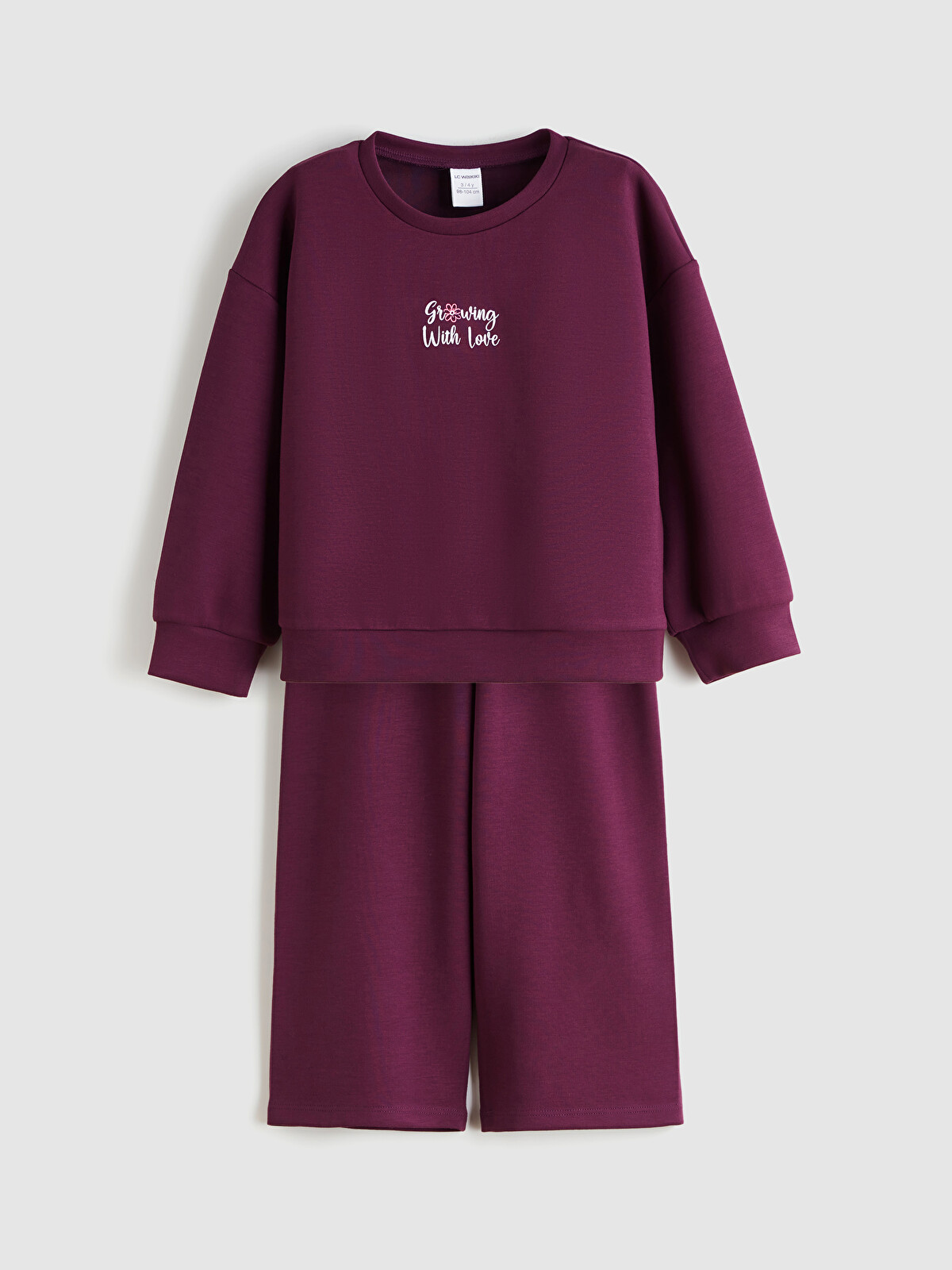 LCW Kids Mor Baskılı Kız Çocuk Sweatshirt Ve Eşofman Alt 2'li