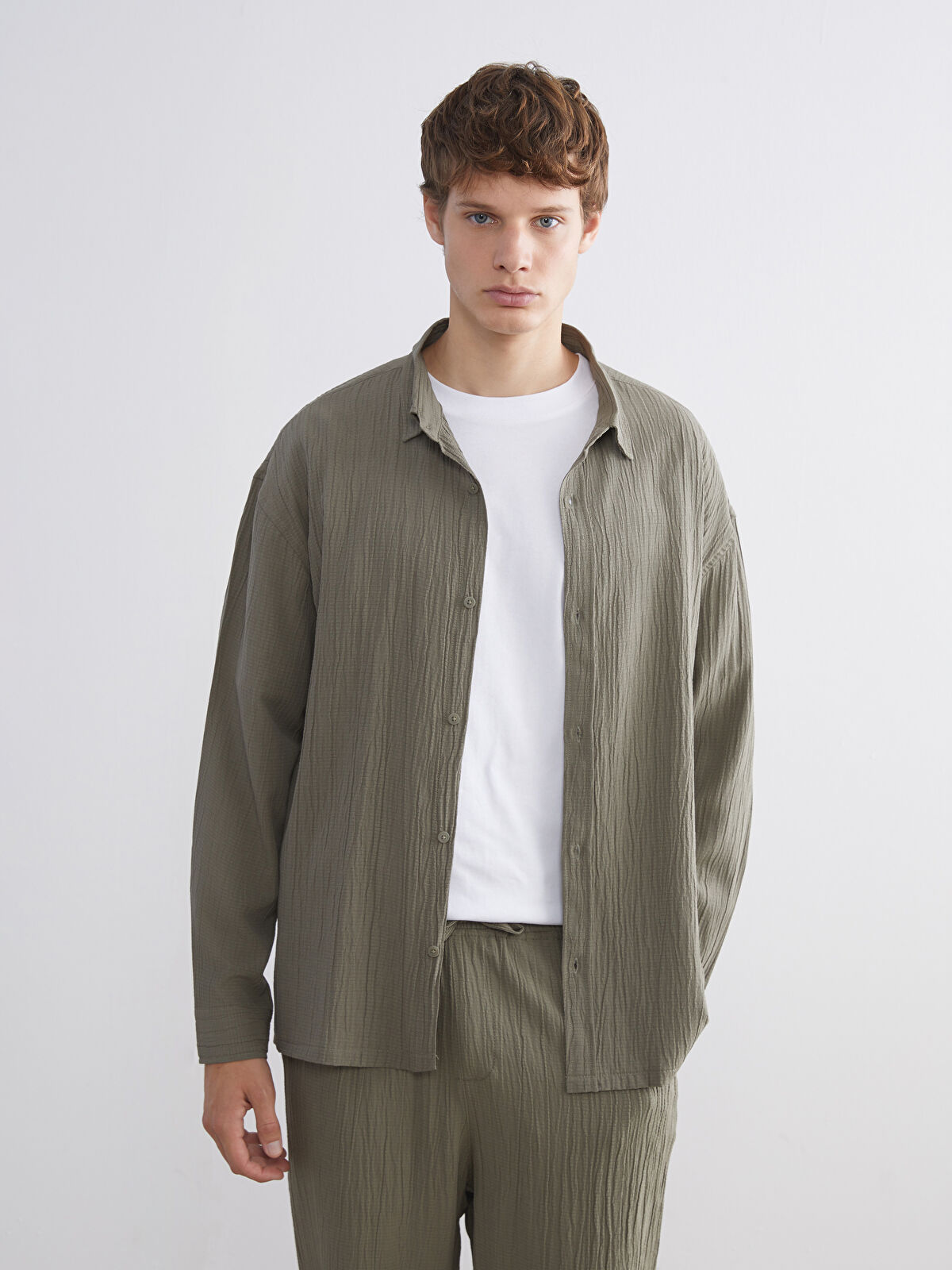 XSIDE Relaxed Fit Textured Men's Shirt - W5M187Z8-J2N - LC Waikiki